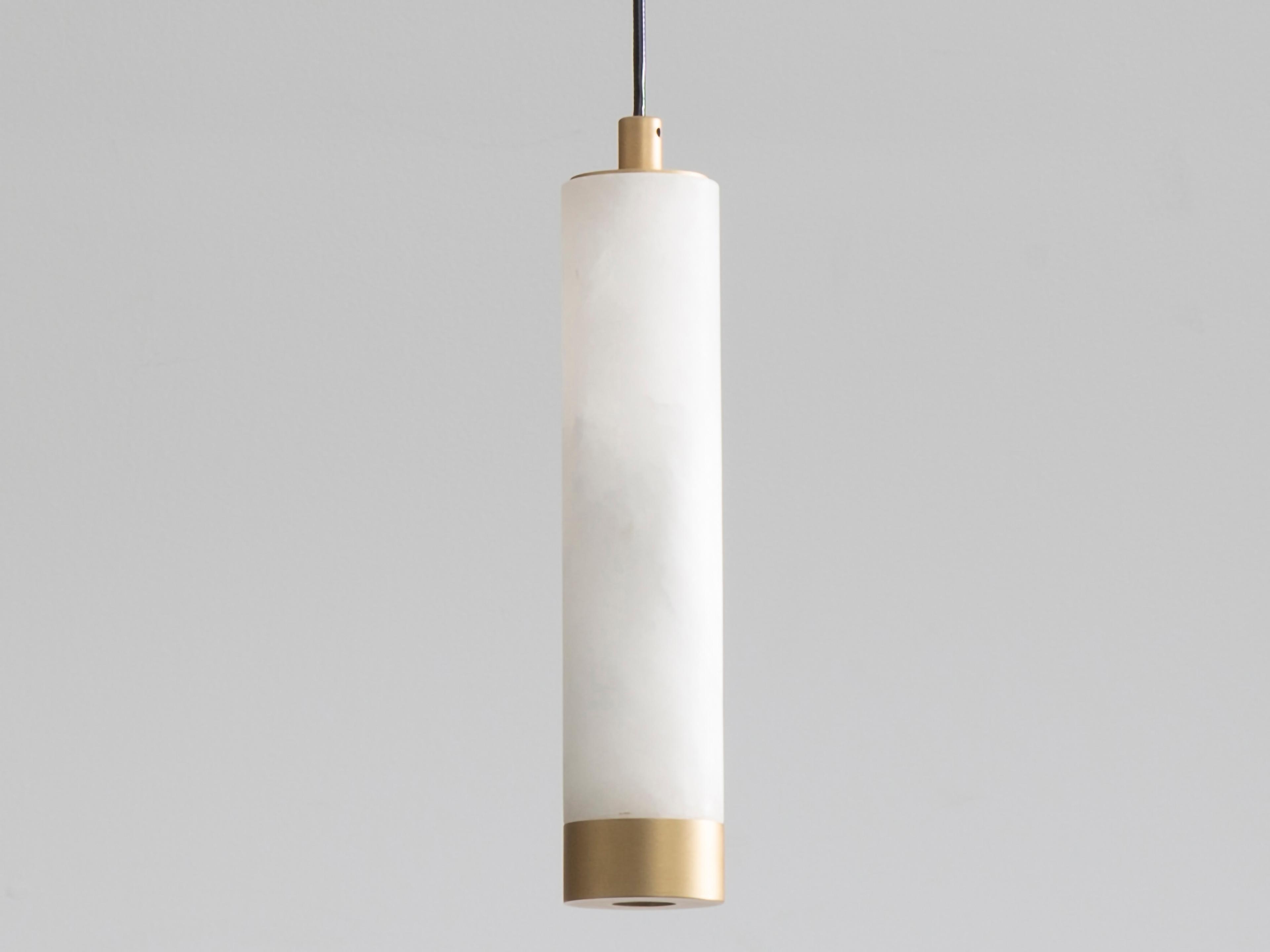 ET2 Aragon 1-Light White Alabaster Gold Cylinder Mini Pendant
