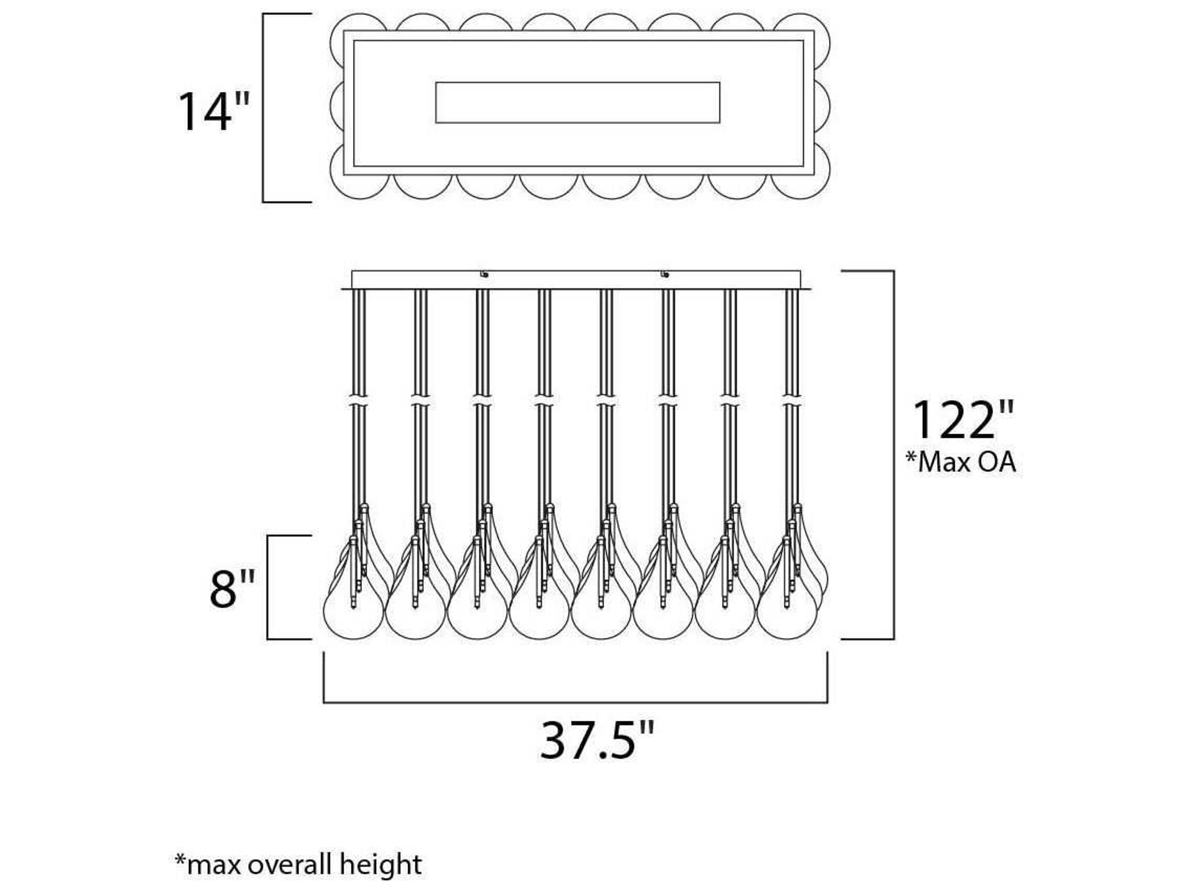 ET2 Larmes 24-Light Polished Chrome Glass Linear Island Pendant