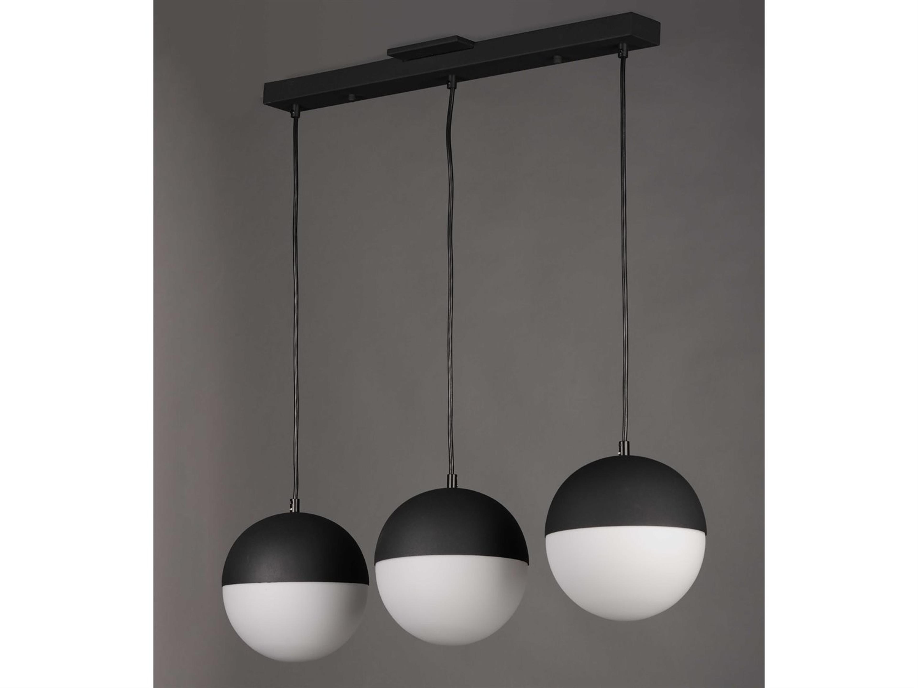 ET2 Half Moon 3-Light Black Glass LED Globe Linear Island Pendant
