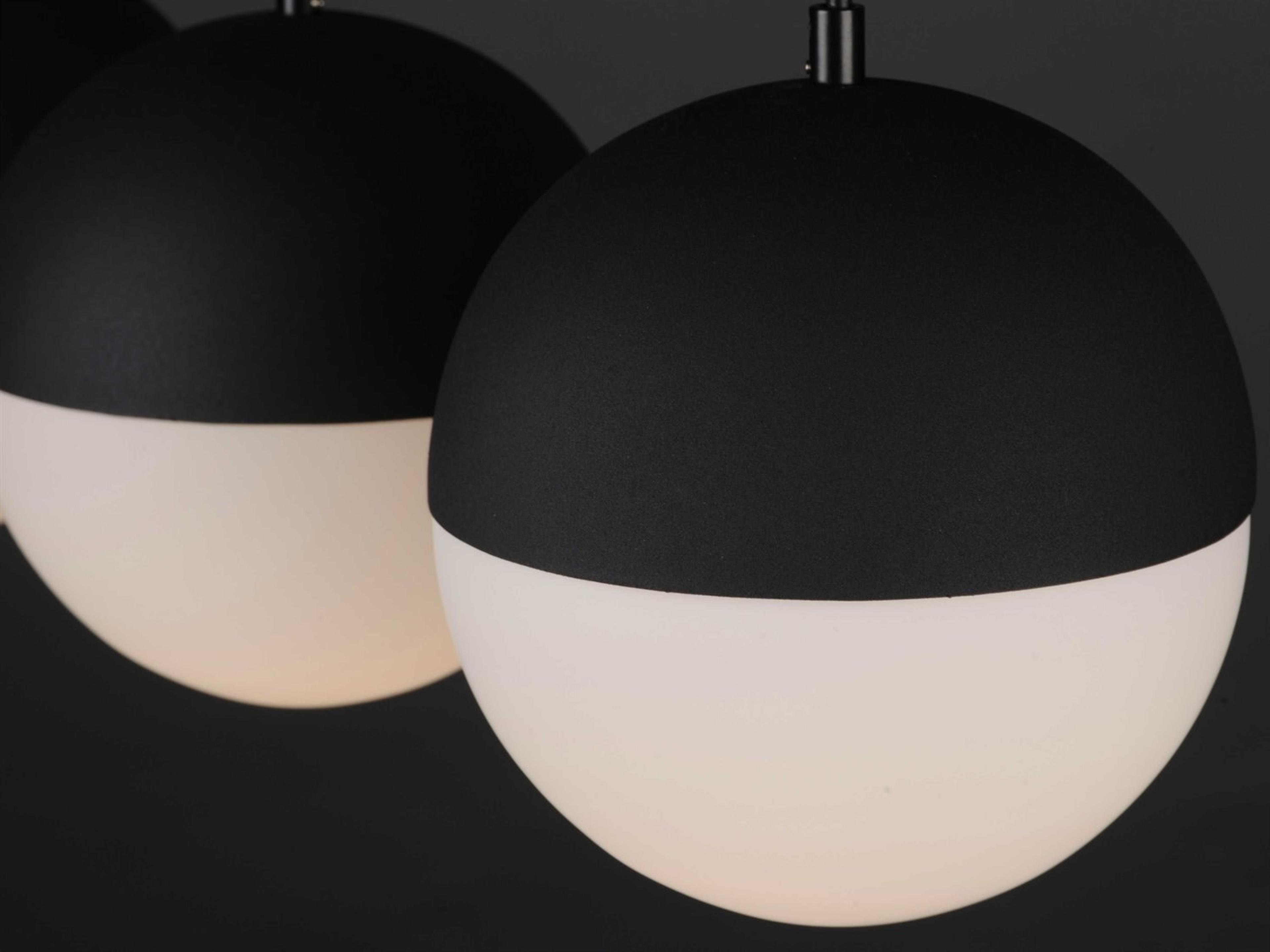 ET2 Half Moon 3-Light Black Glass LED Globe Linear Island Pendant