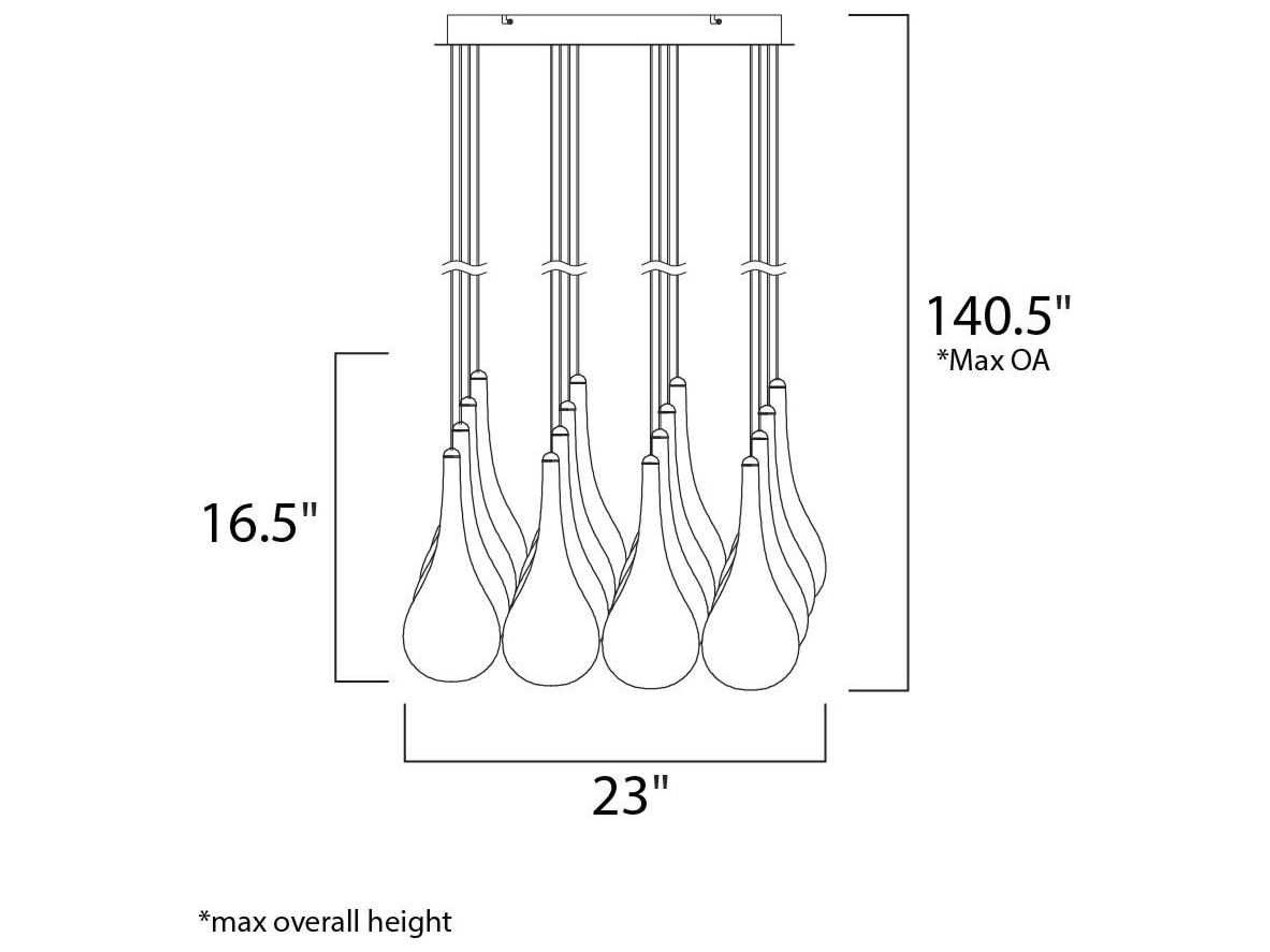 ET2 Larmes Led 16-Light Polished Chrome Glass LED Pendant