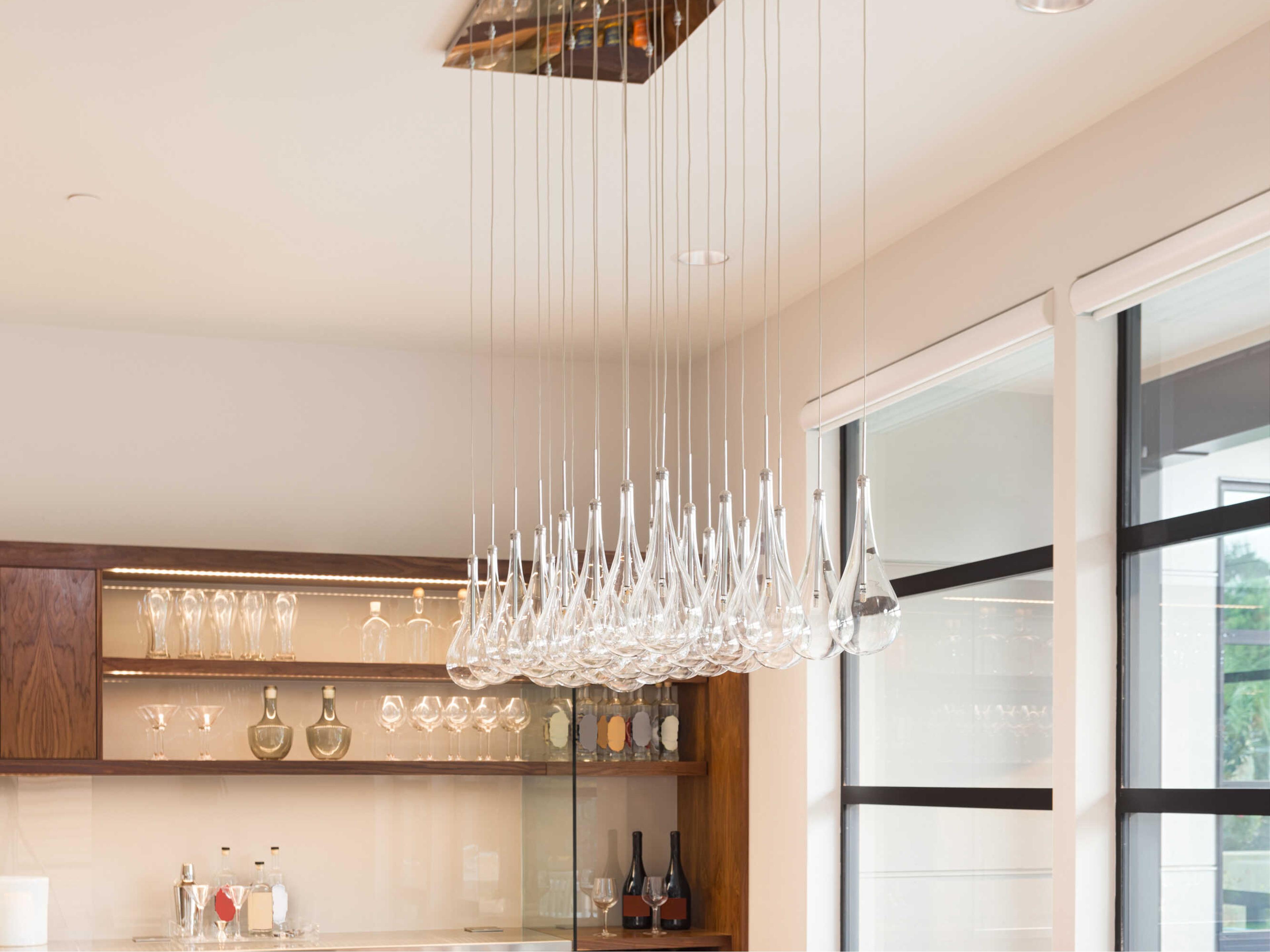 ET2 Larmes Led 24-Light Polished Chrome Glass LED Linear Island Pendant