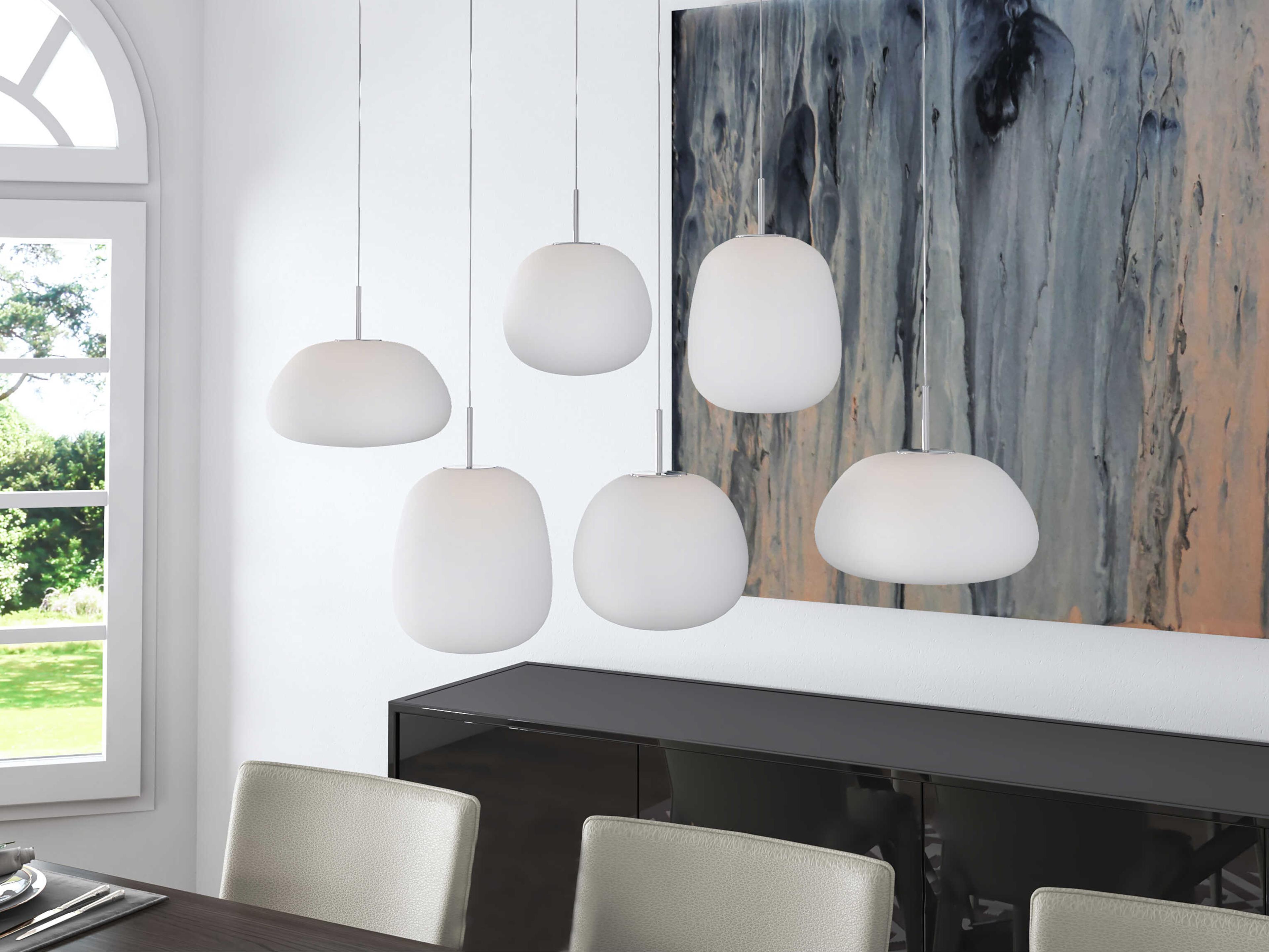 ET2 Puffs 1-Light White Glass LED Linear Round Island Pendant