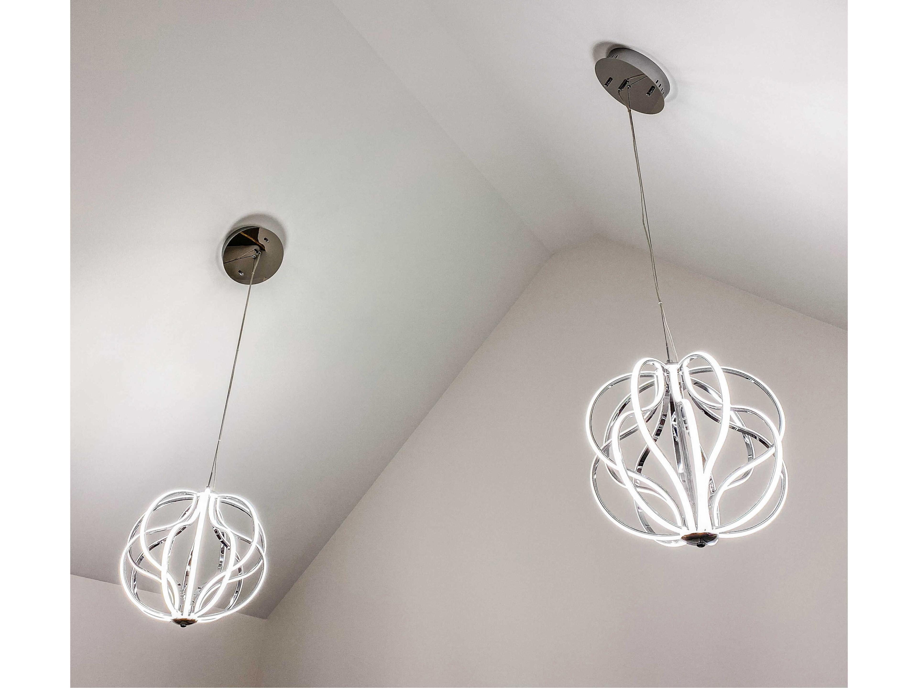 ET2 Aura 14-Light Polished Chrome LED Geometric Pendant