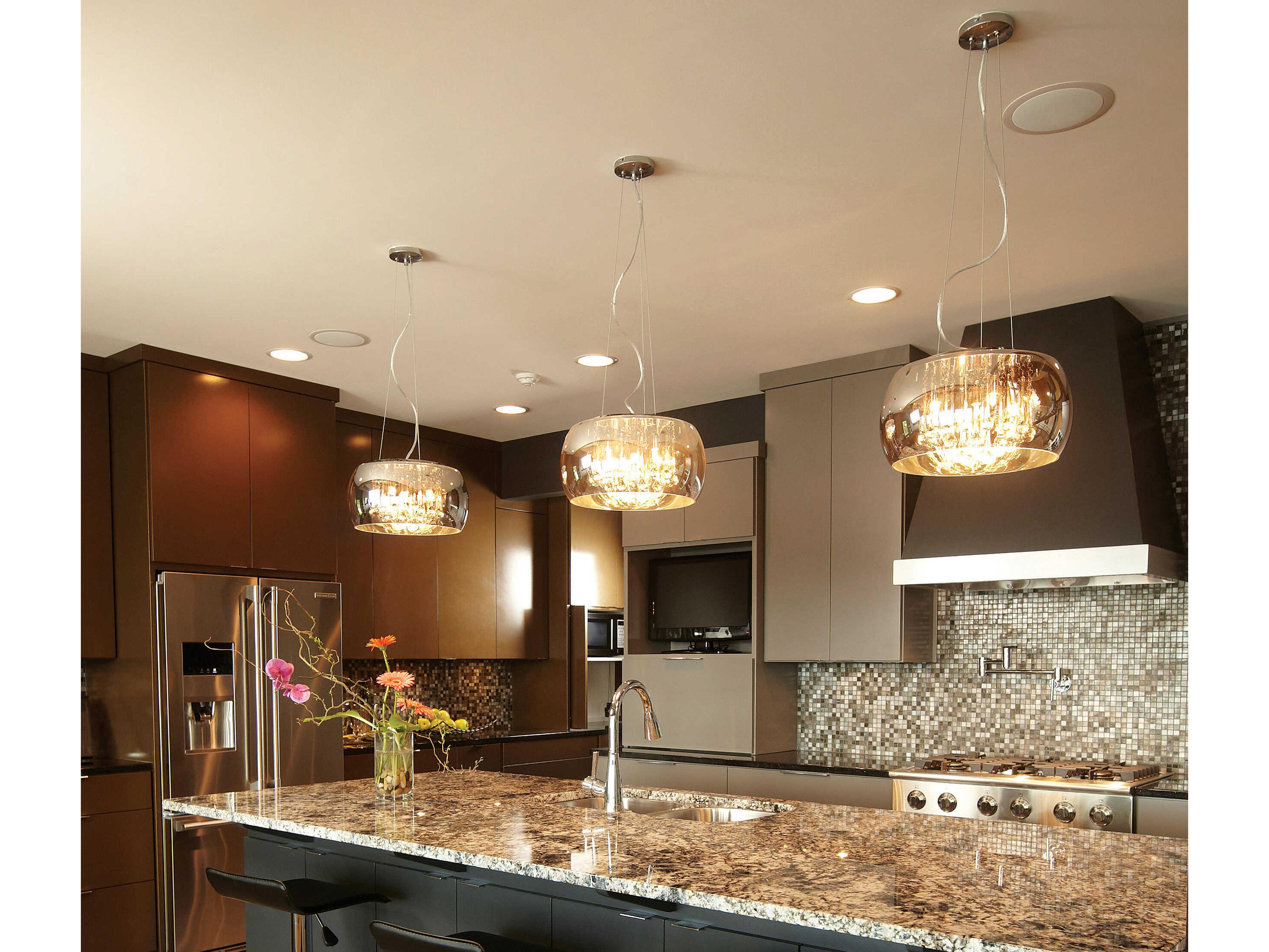 ET2 Sense 6-Light Polished Chrome Glass Drum Pendant