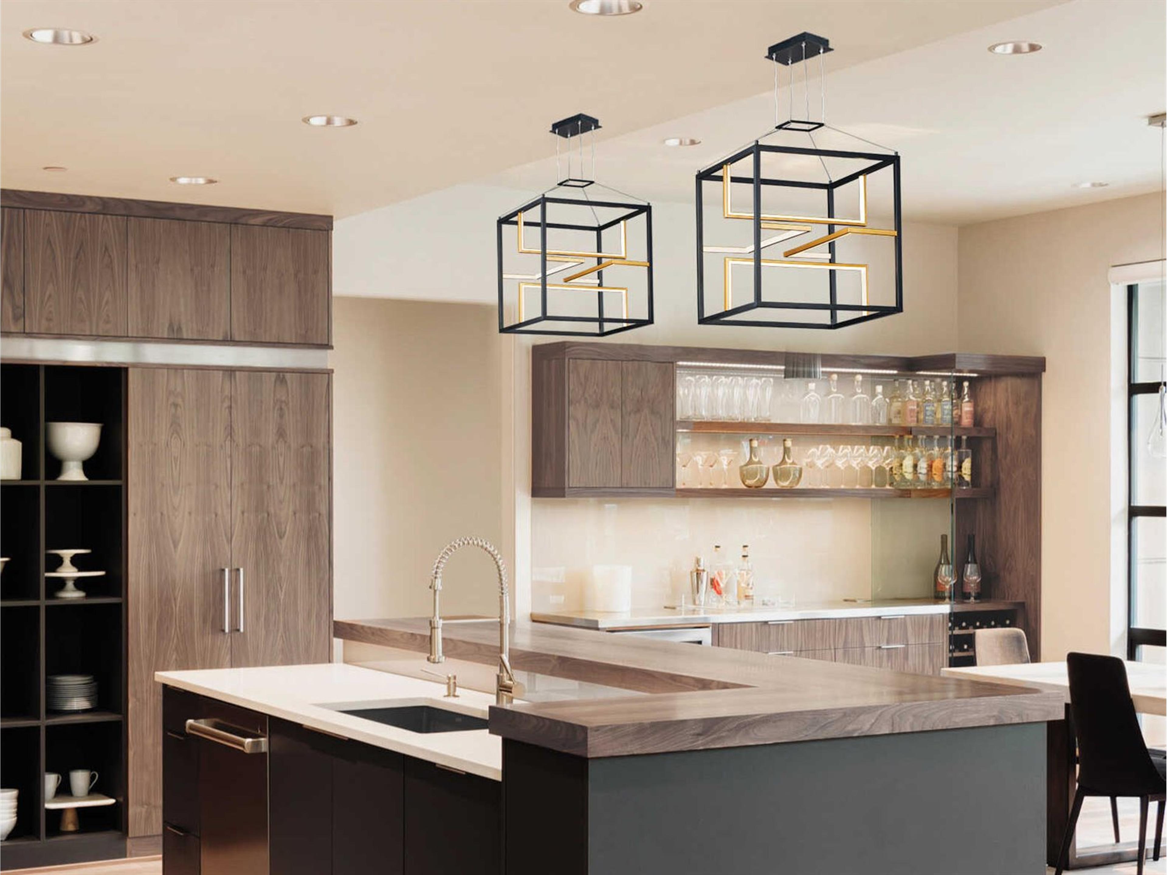 ET2 Chamber 4-Light Black Gold LED Geometric Pendant