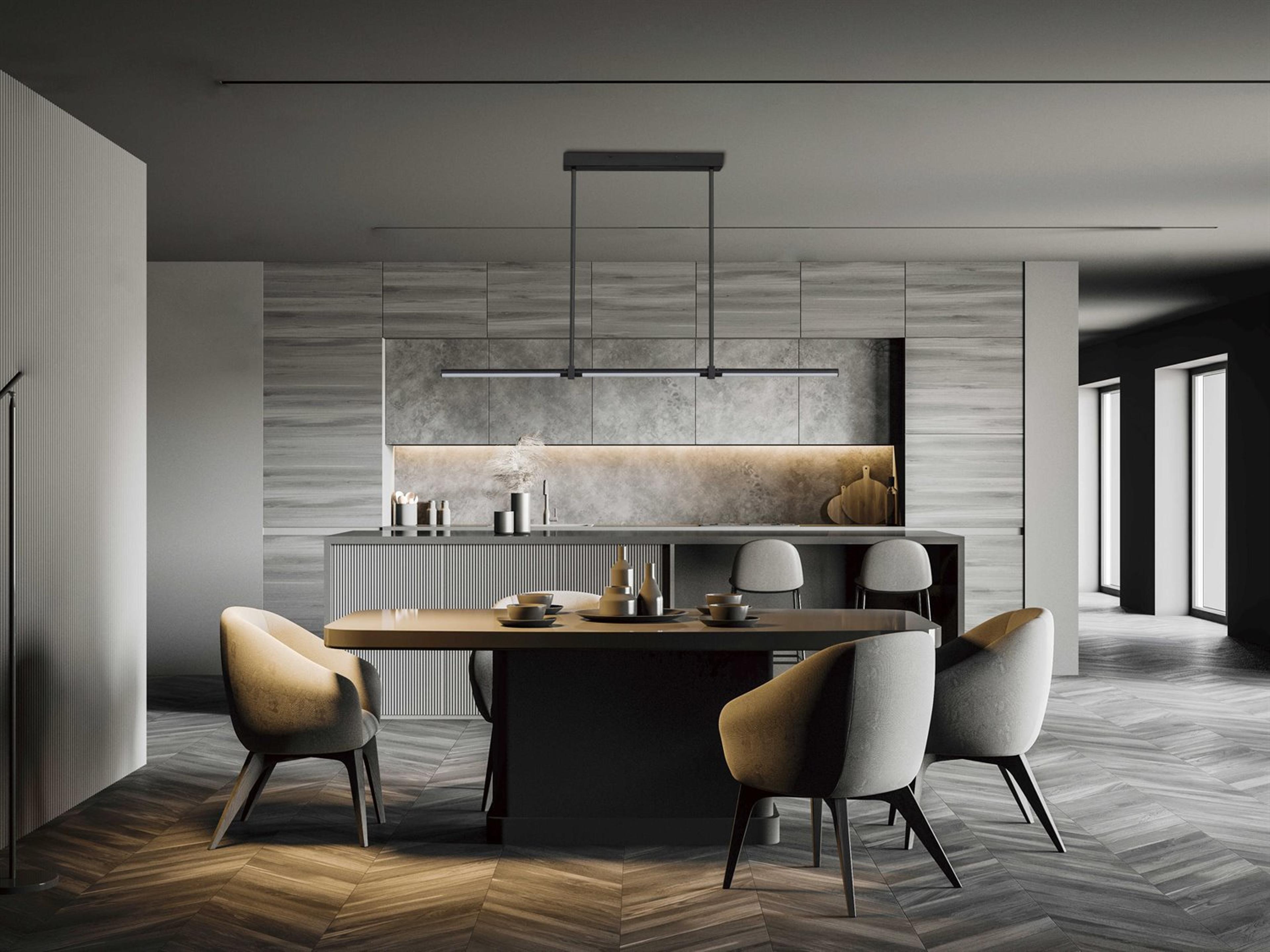 ET2 Dorian 3-Light Black LED Linear Island Pendant