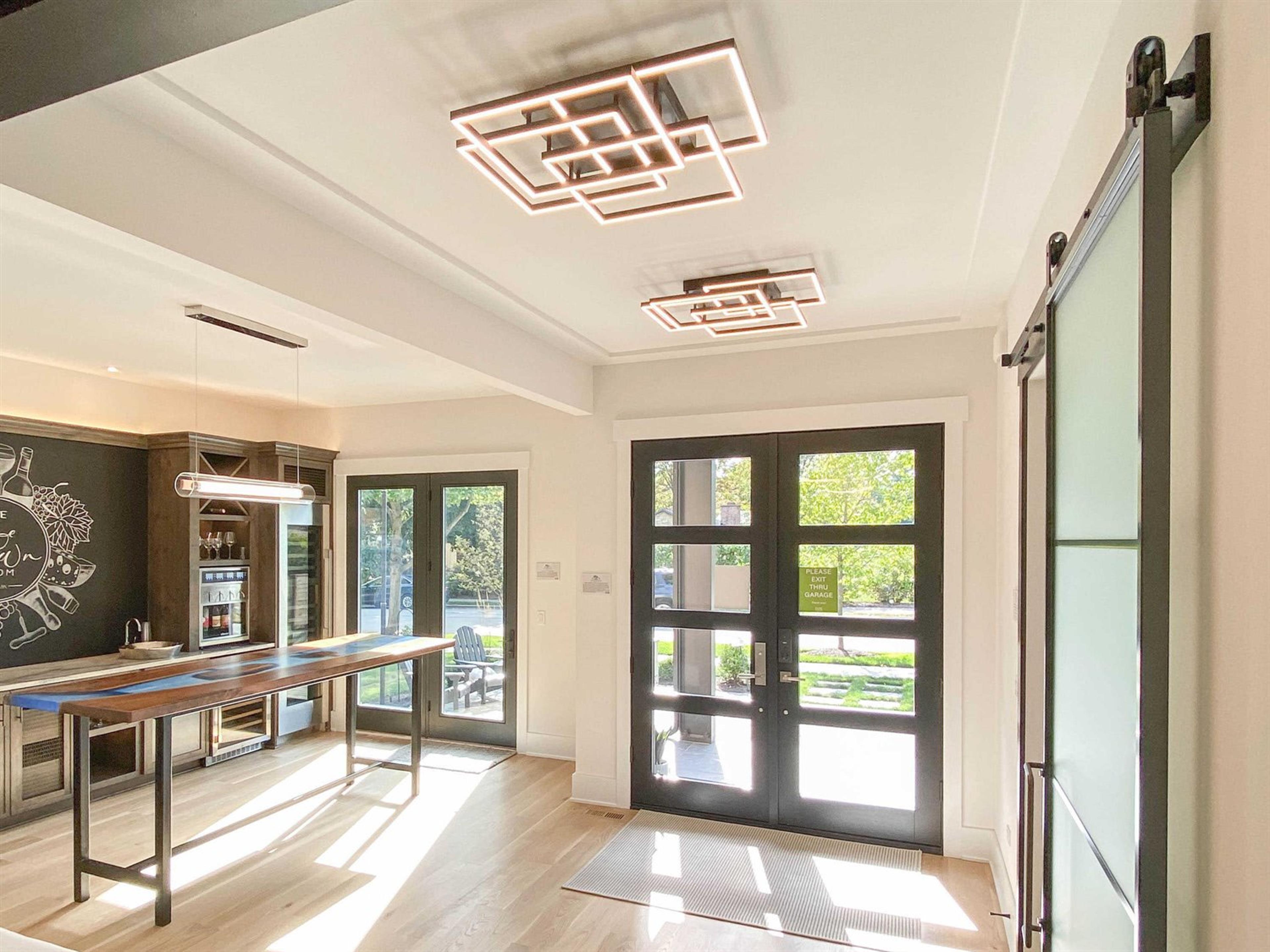 ET2 Traverse Led Black LED Geometric Tiered Semi Flush Mount