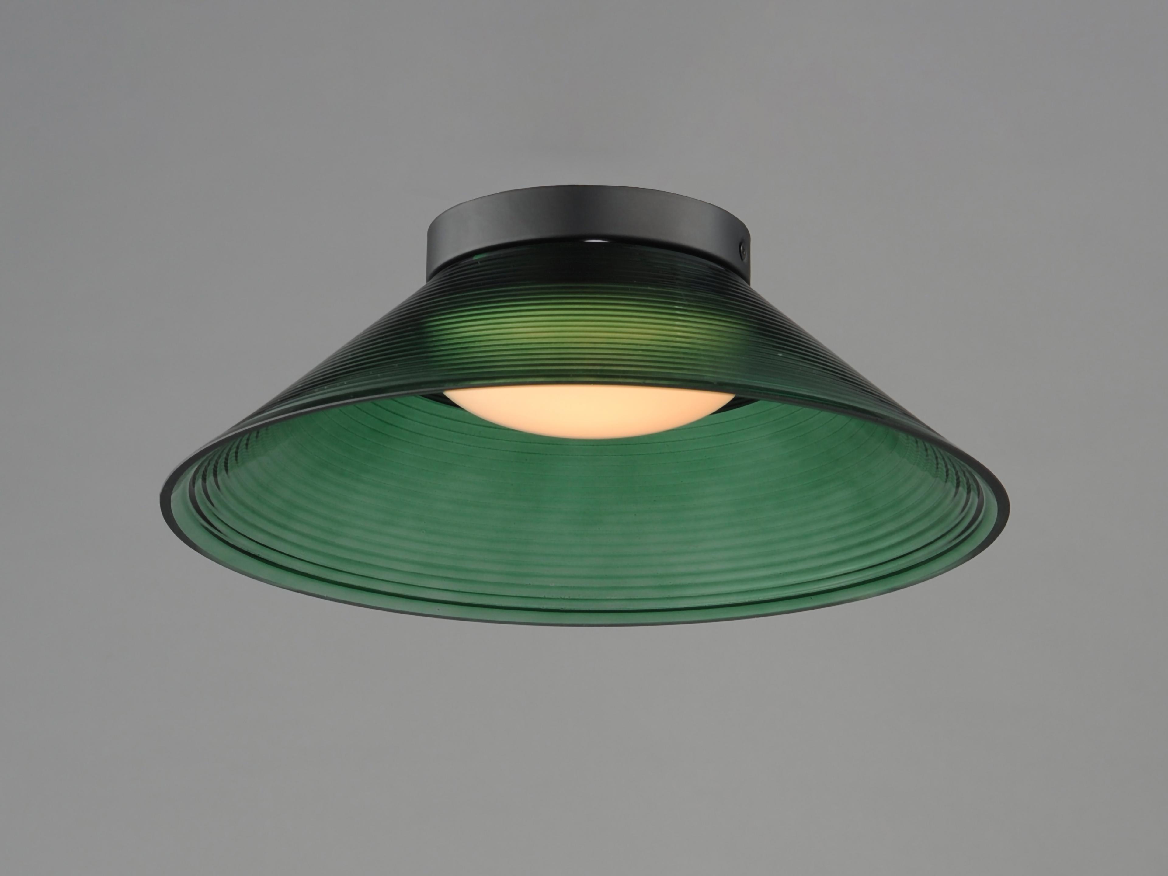 ET2 Jensen 1-Light Black Green Flush Mount