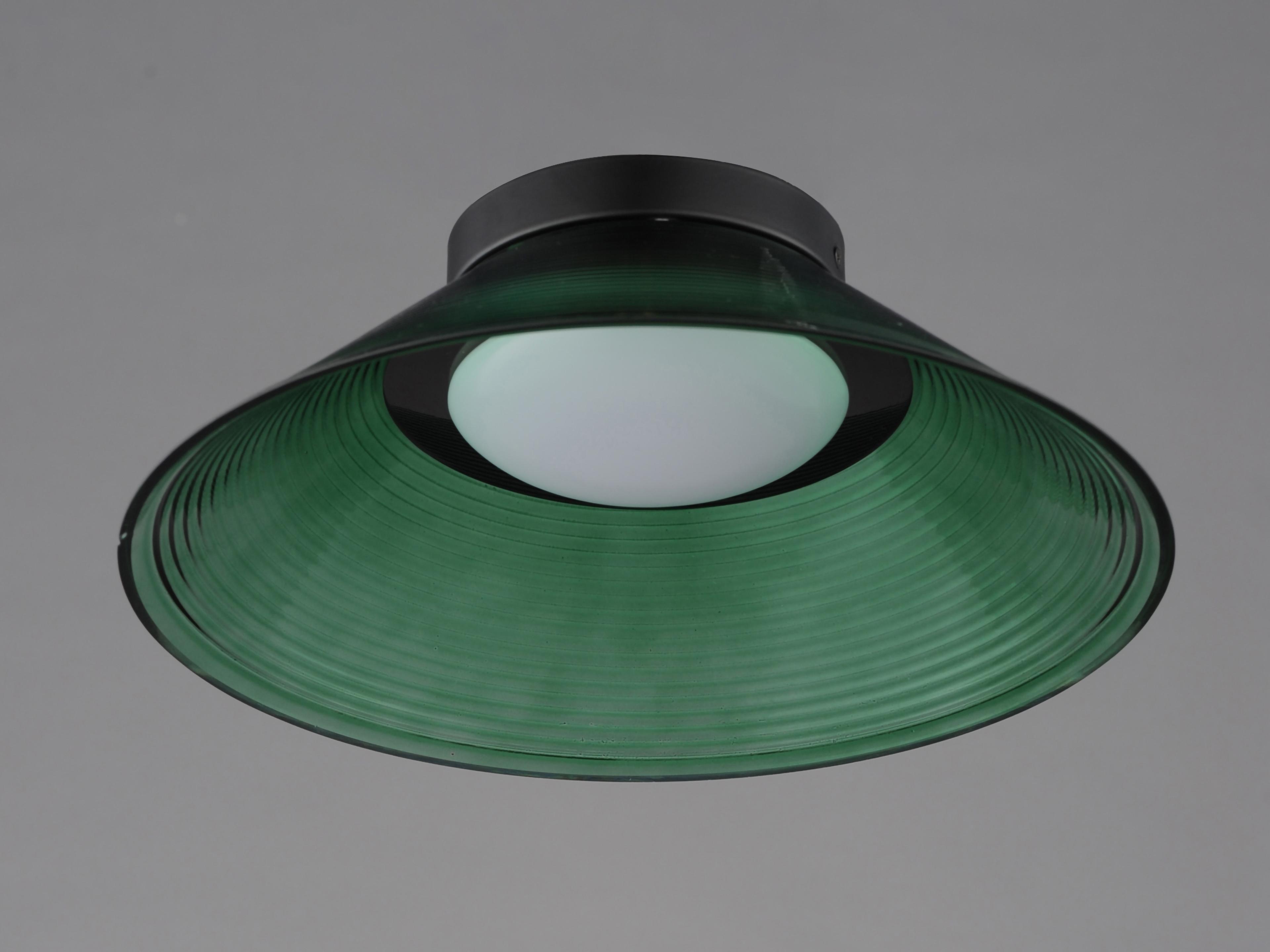 ET2 Jensen 1-Light Black Green Flush Mount