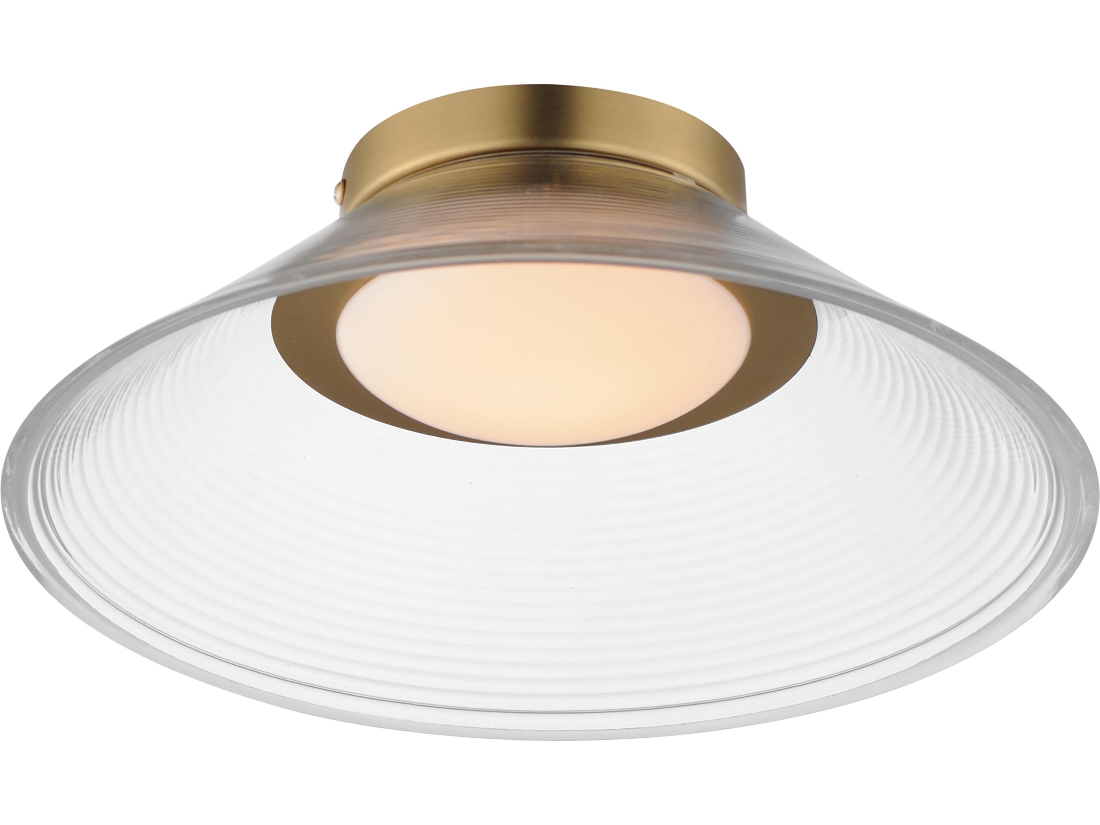 Jensen 1-Light Satin Brass Clear Flush Mount