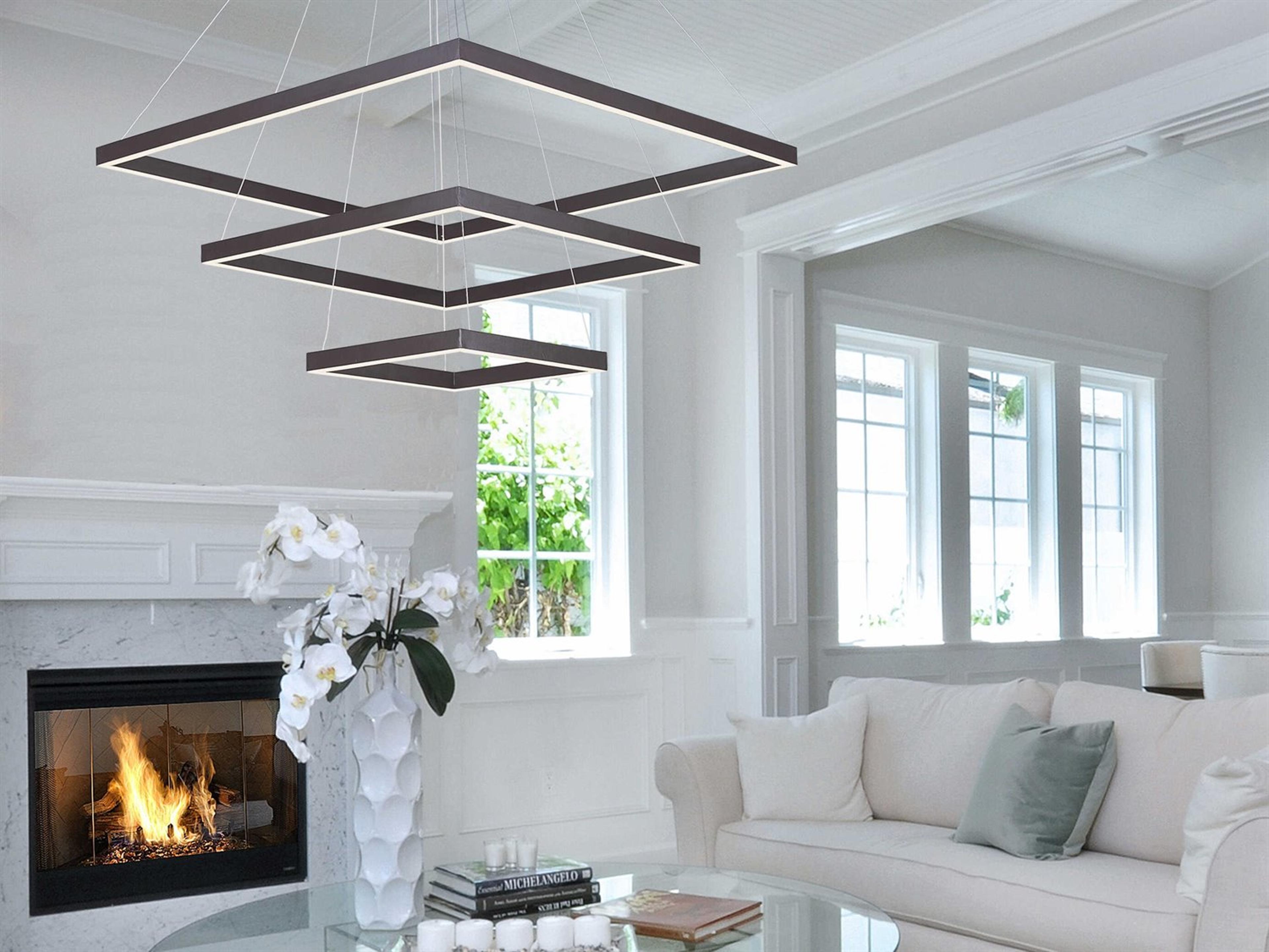 ET2 Quad 3-Light Bronze LED Geometric Tiered Pendant