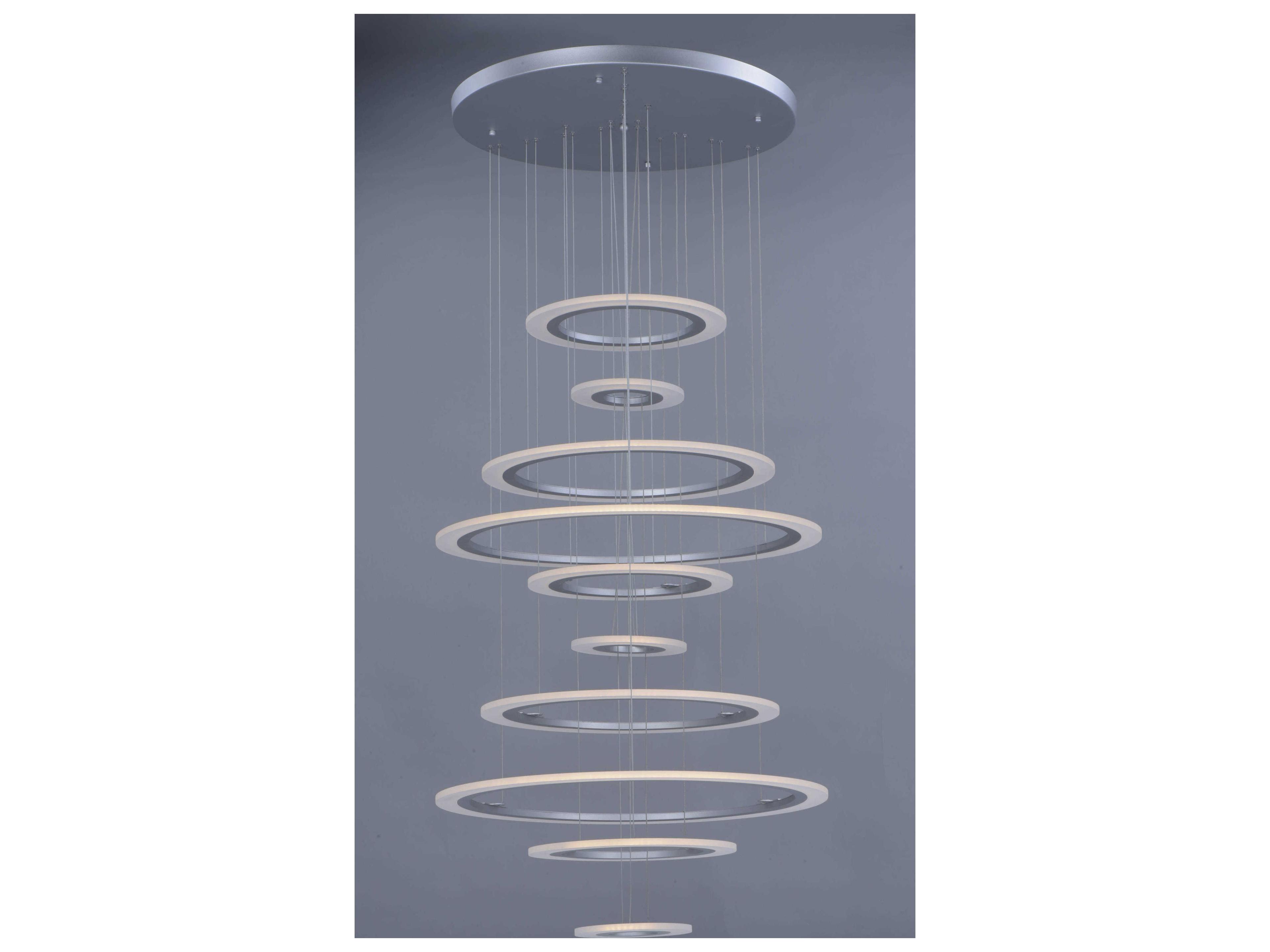 ET2 Saturn Ii Led 1-Light Matte Silver Glass LED Round Tiered Pendant