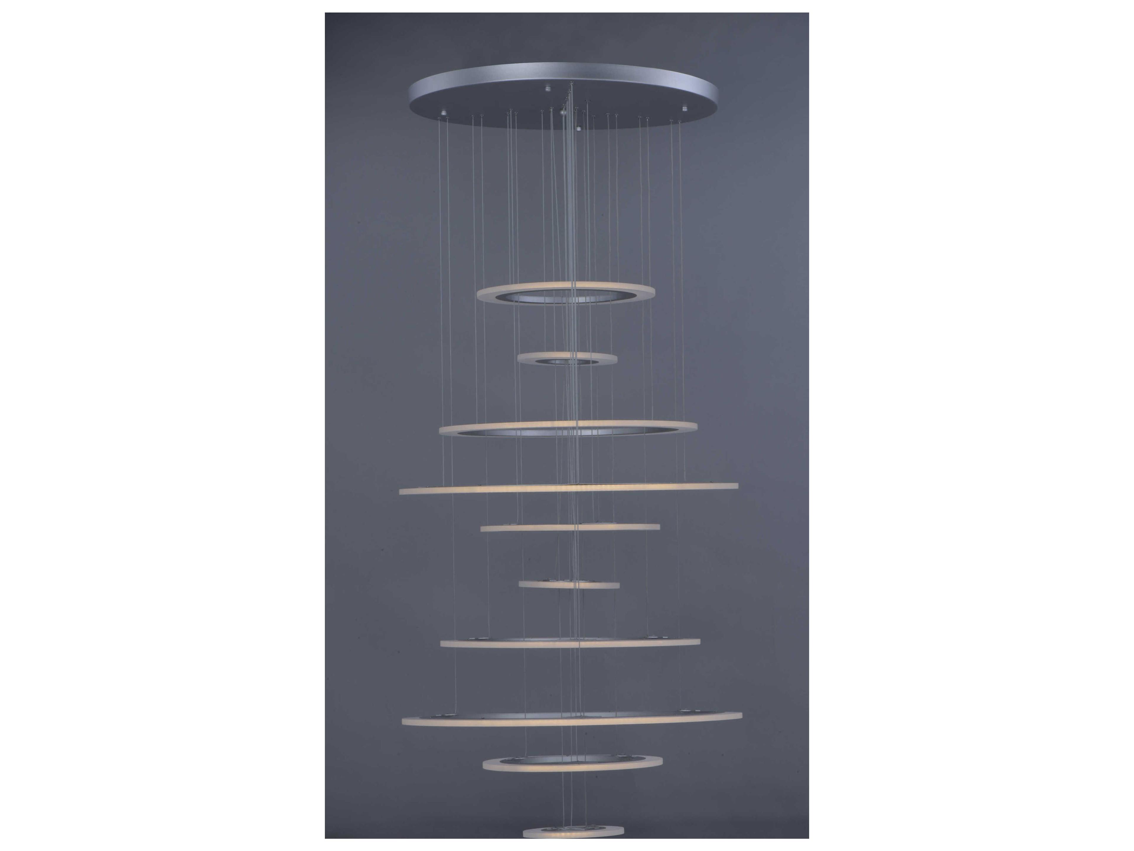 ET2 Saturn Ii Led 1-Light Matte Silver Glass LED Round Tiered Pendant