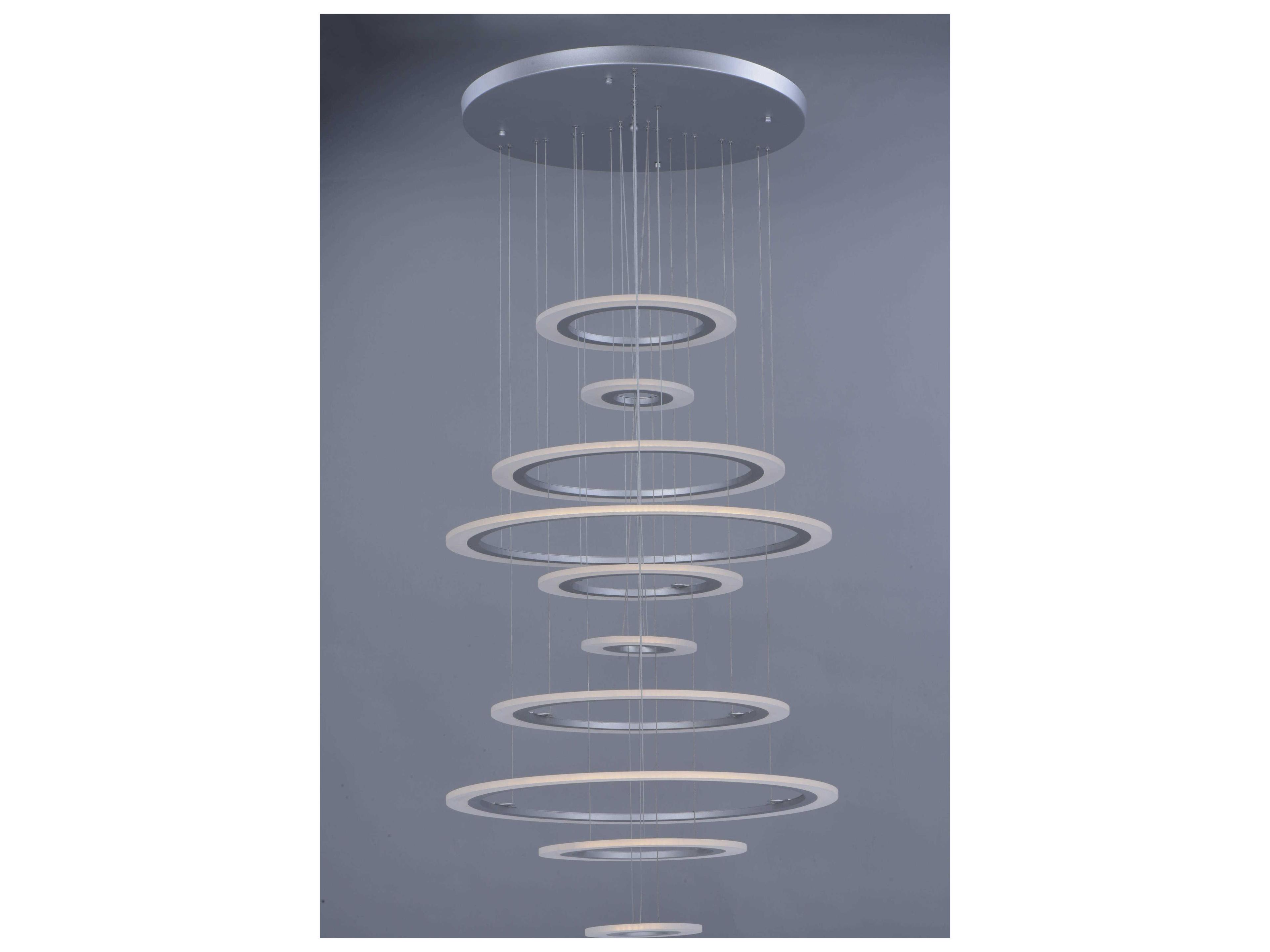 ET2 Saturn Ii Led 1-Light Matte Silver Glass LED Round Tiered Pendant