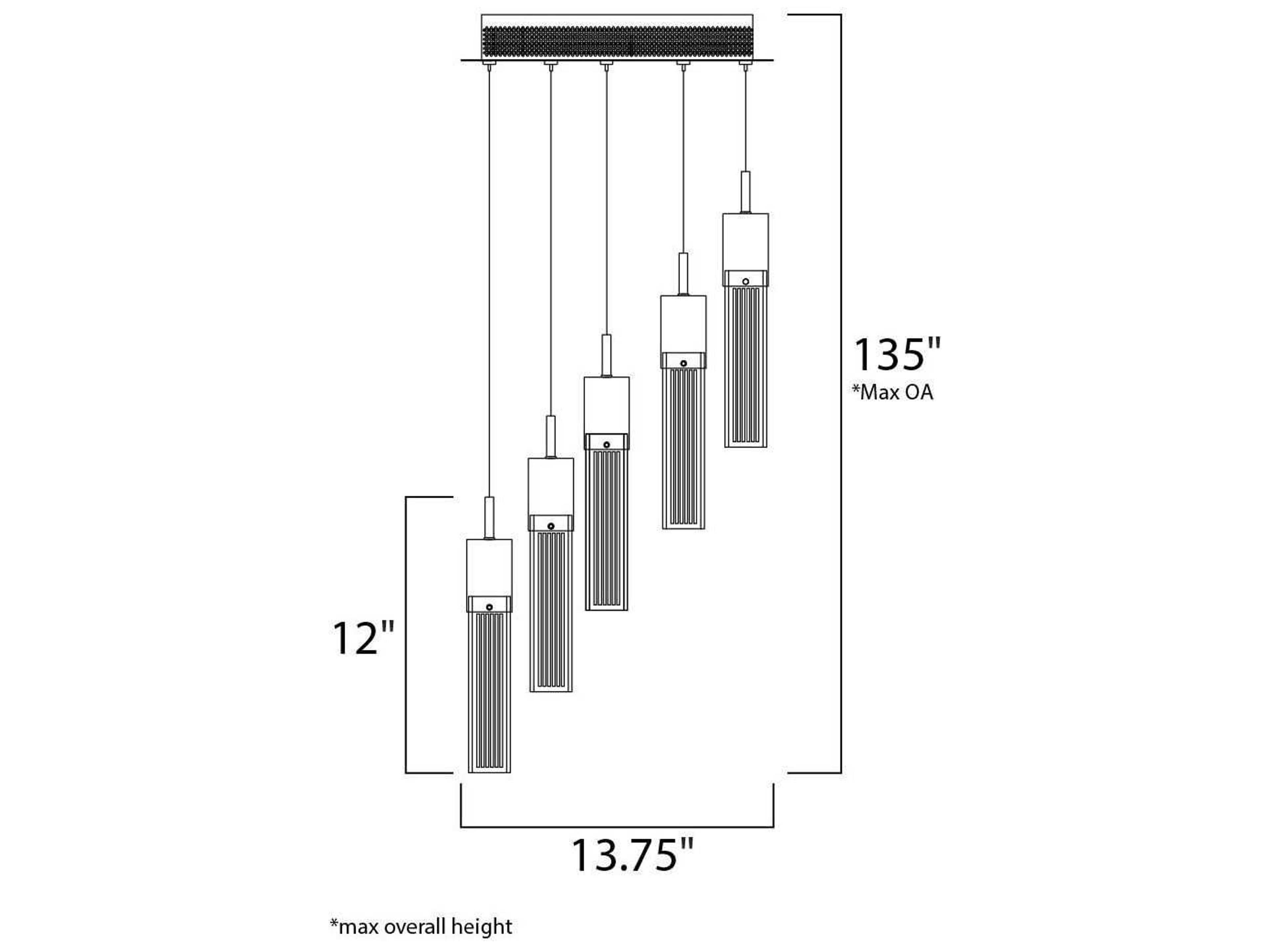 ET2 Fizz Iii 5-Light Bronze Glass LED Cylinder Linear Pendant