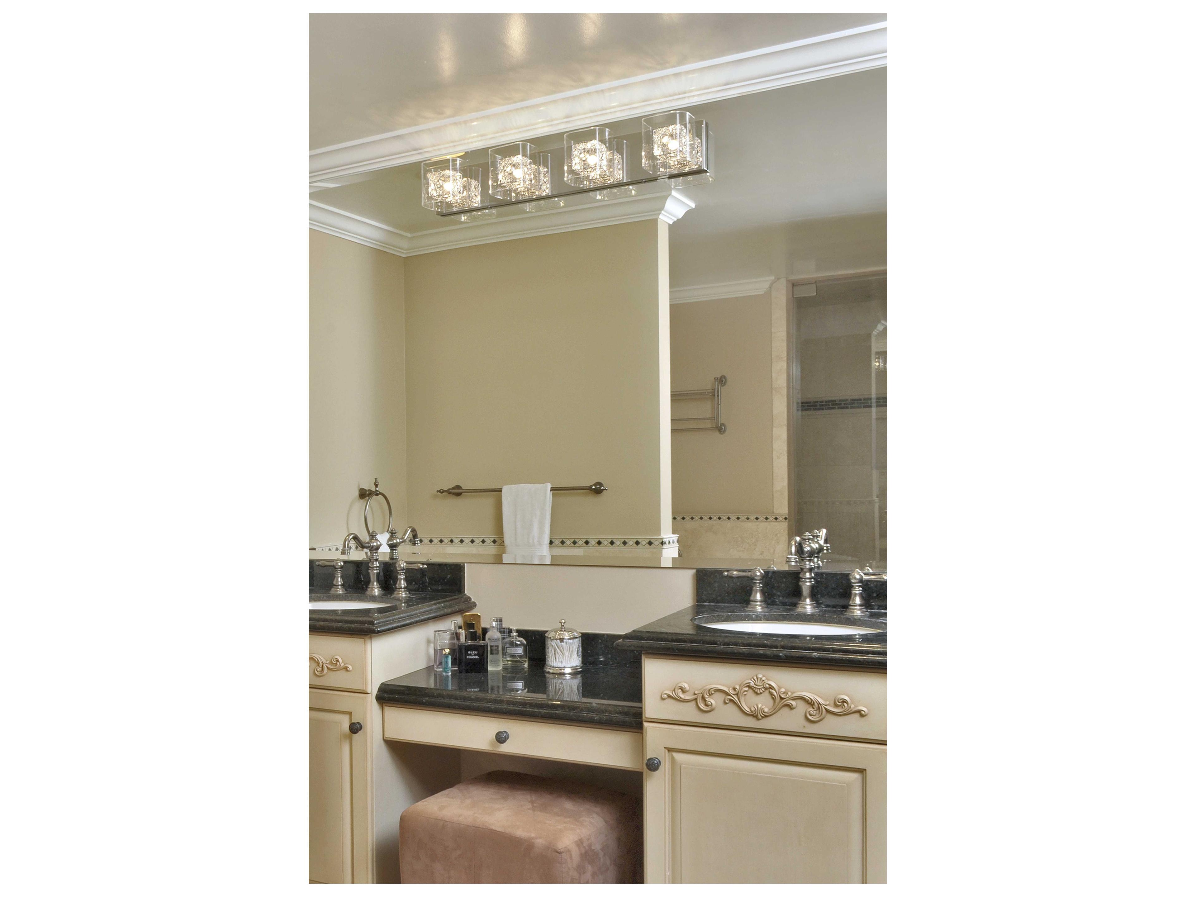 ET2 Gem 4-Light Polished Chrome Crystal Glass Vanity Light
