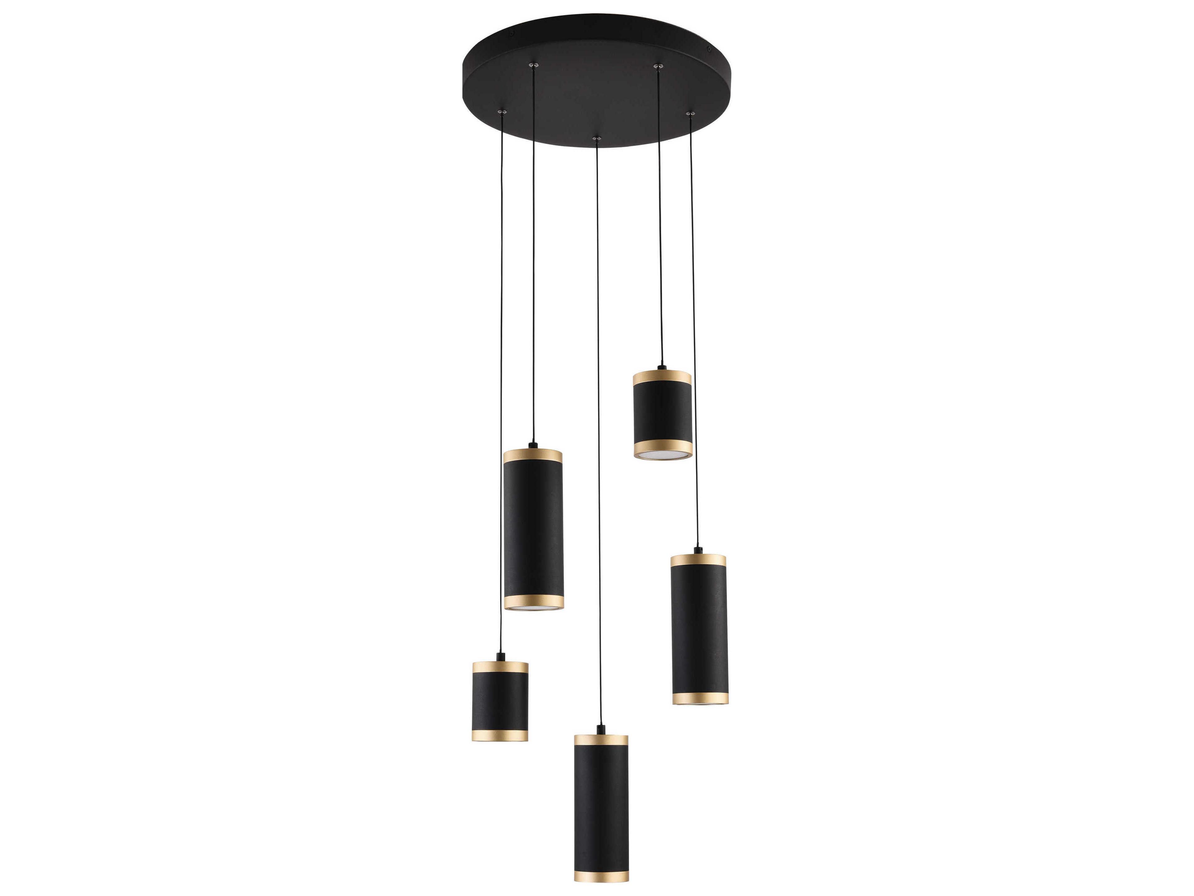 Cuff 5-Light Black Gold Cylinder Pendant