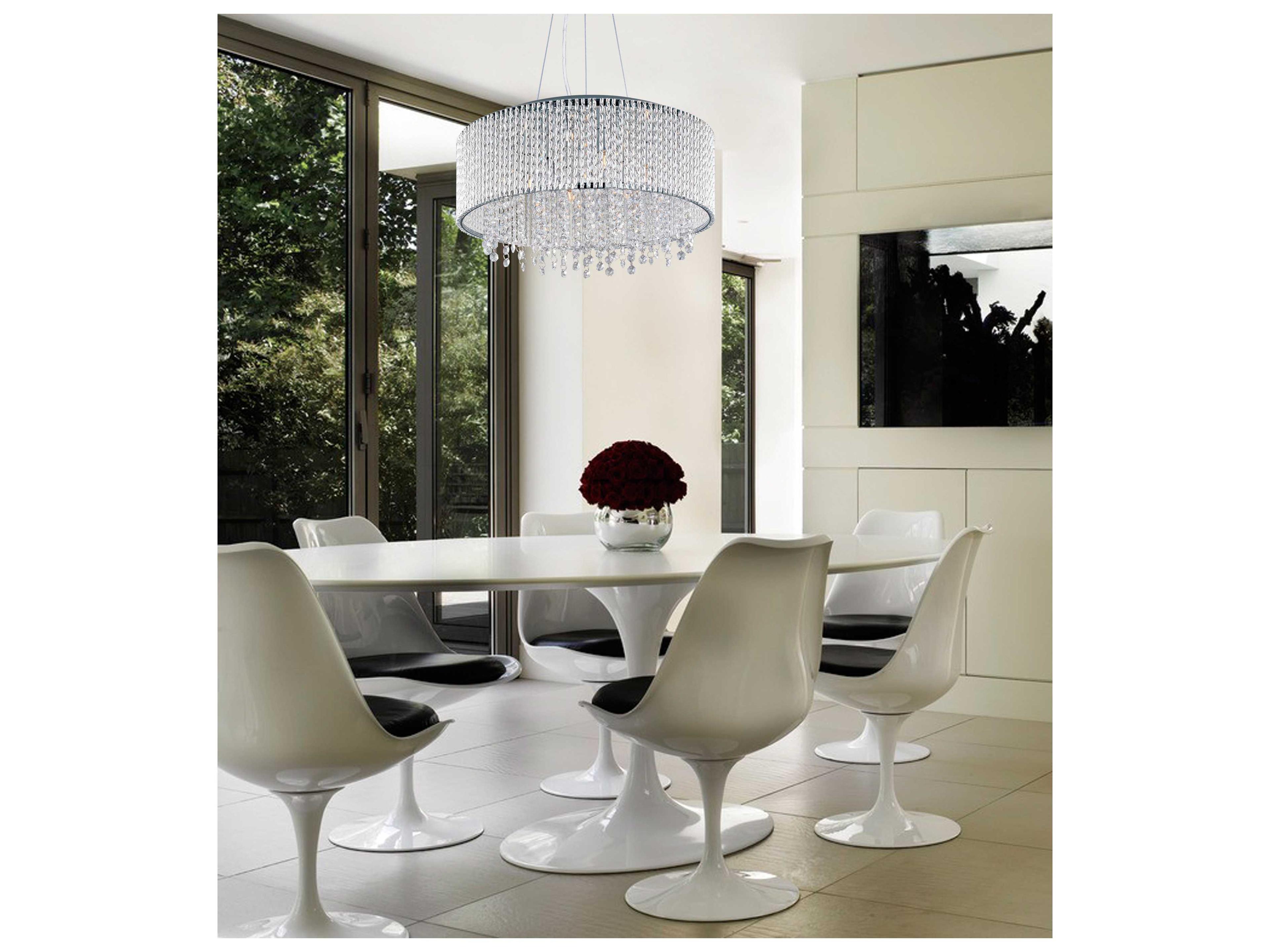 ET2 Spiral 1-Light Polished Chrome Crystal Drum Pendant