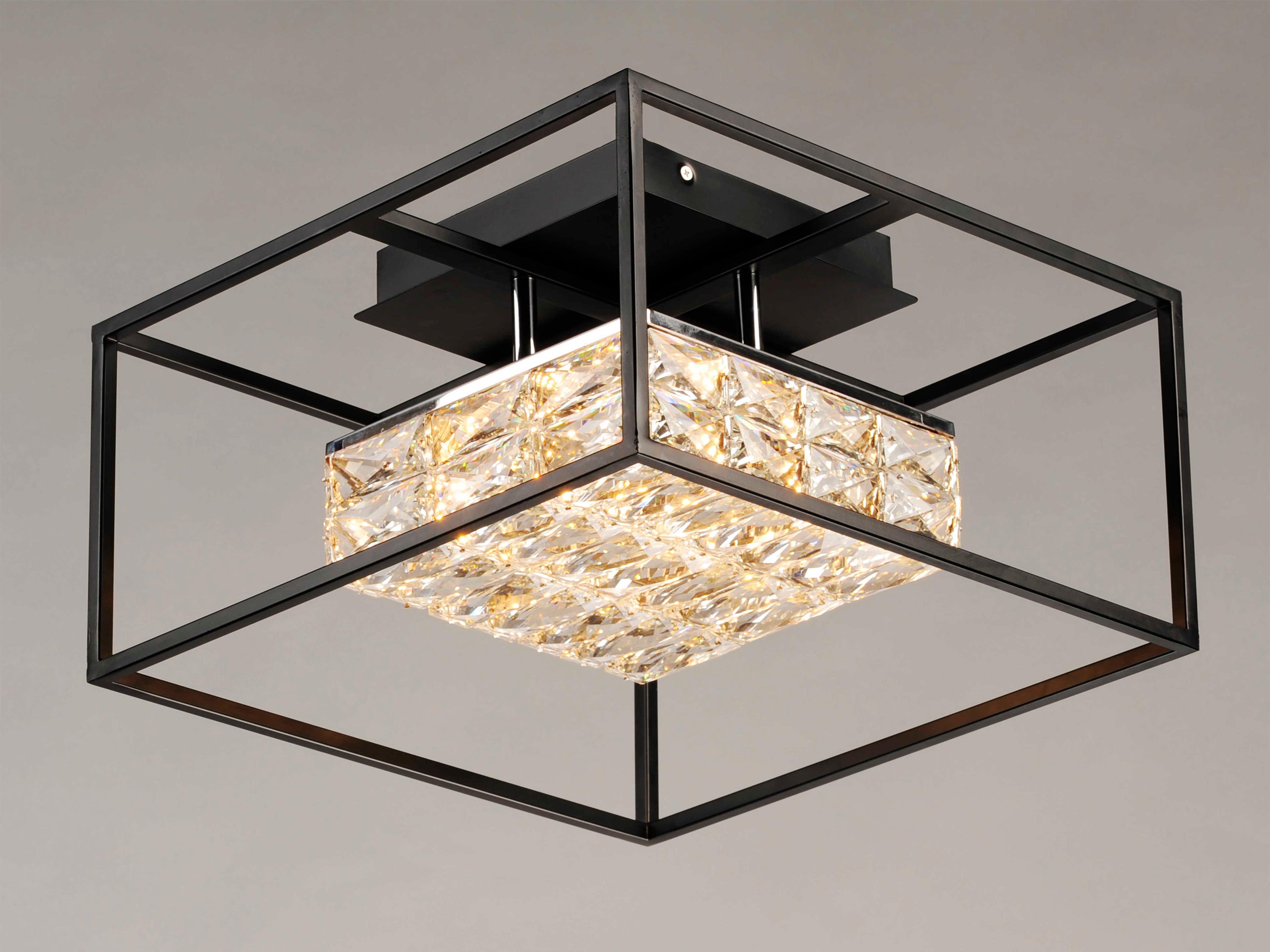 ET2 Zephyr 1-Light Black Crystal LED Geometric Flush Mount