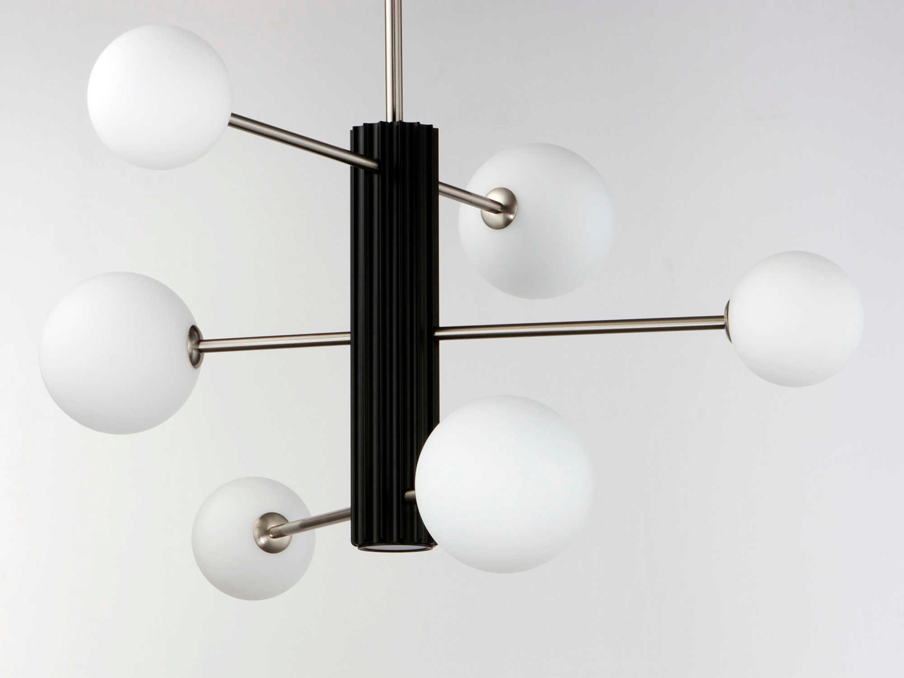 ET2 Cog 7-Light Black Satin Nickel Glass LED Globe Tiered Chandelier