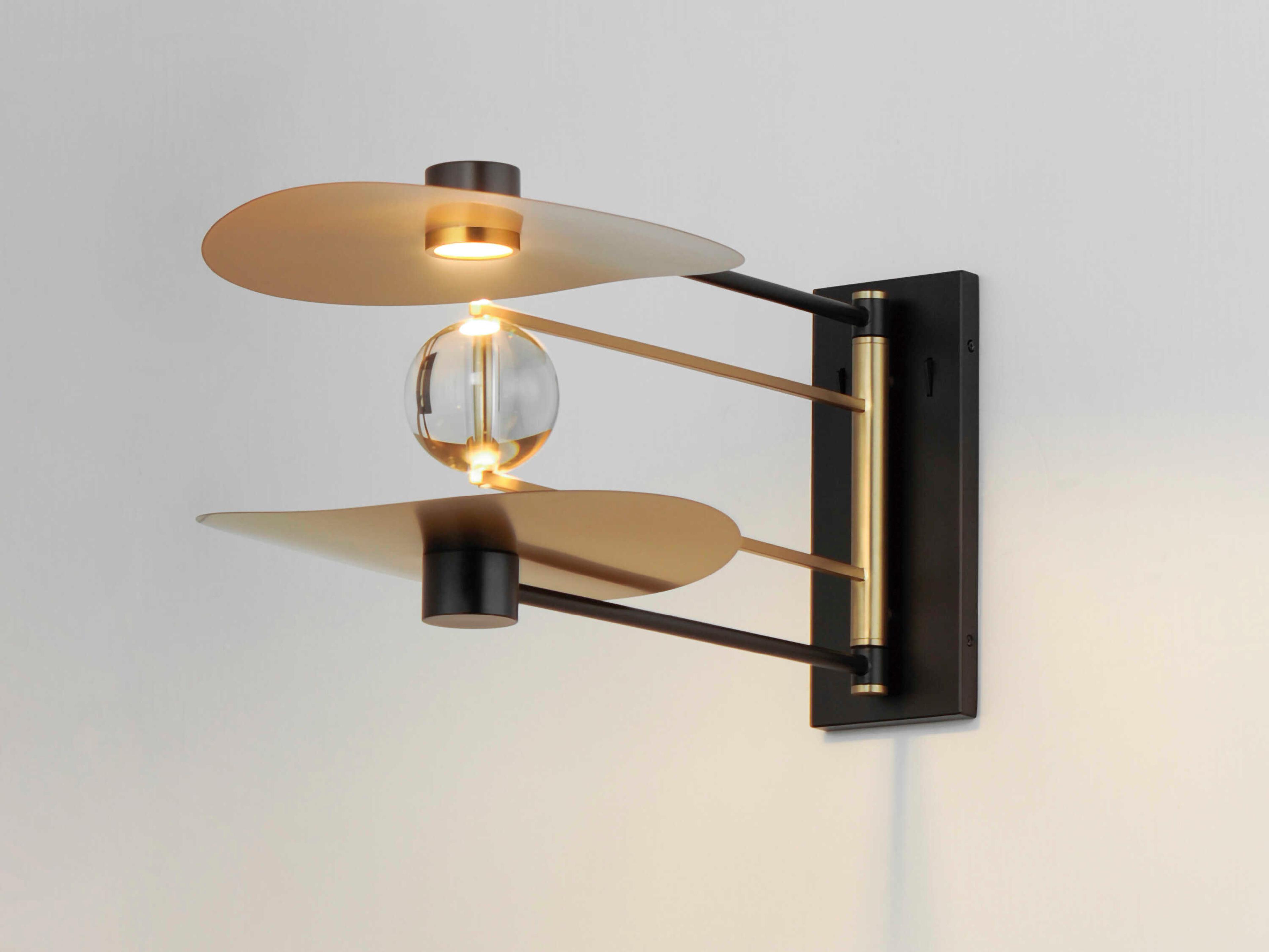 ET2 Pearl 2-Light Black Natural Aged Brass Crystal LED Wall Sconce