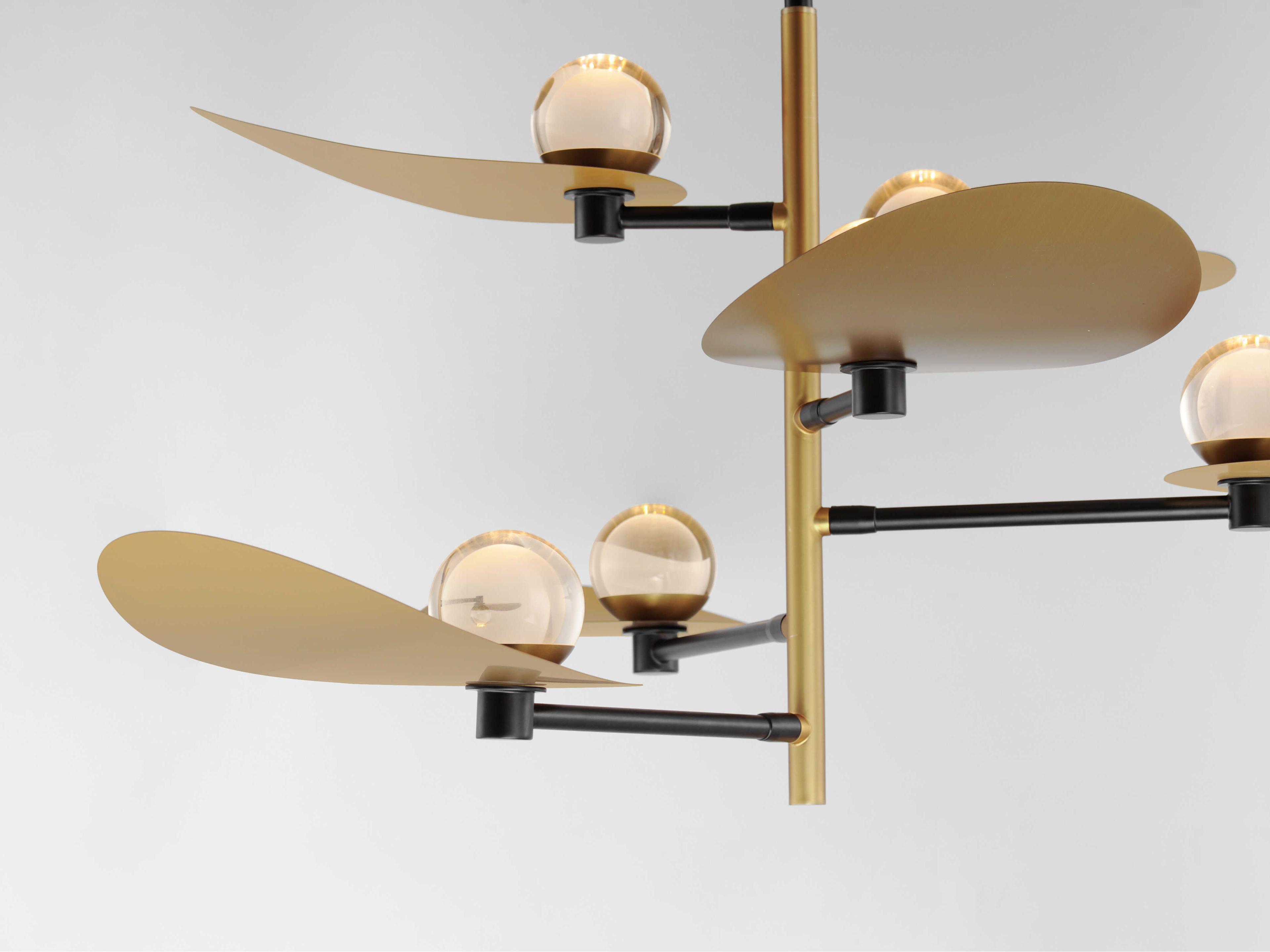 ET2 Pearl 6-Light Black Natural Aged Brass Crystal LED Chandelier