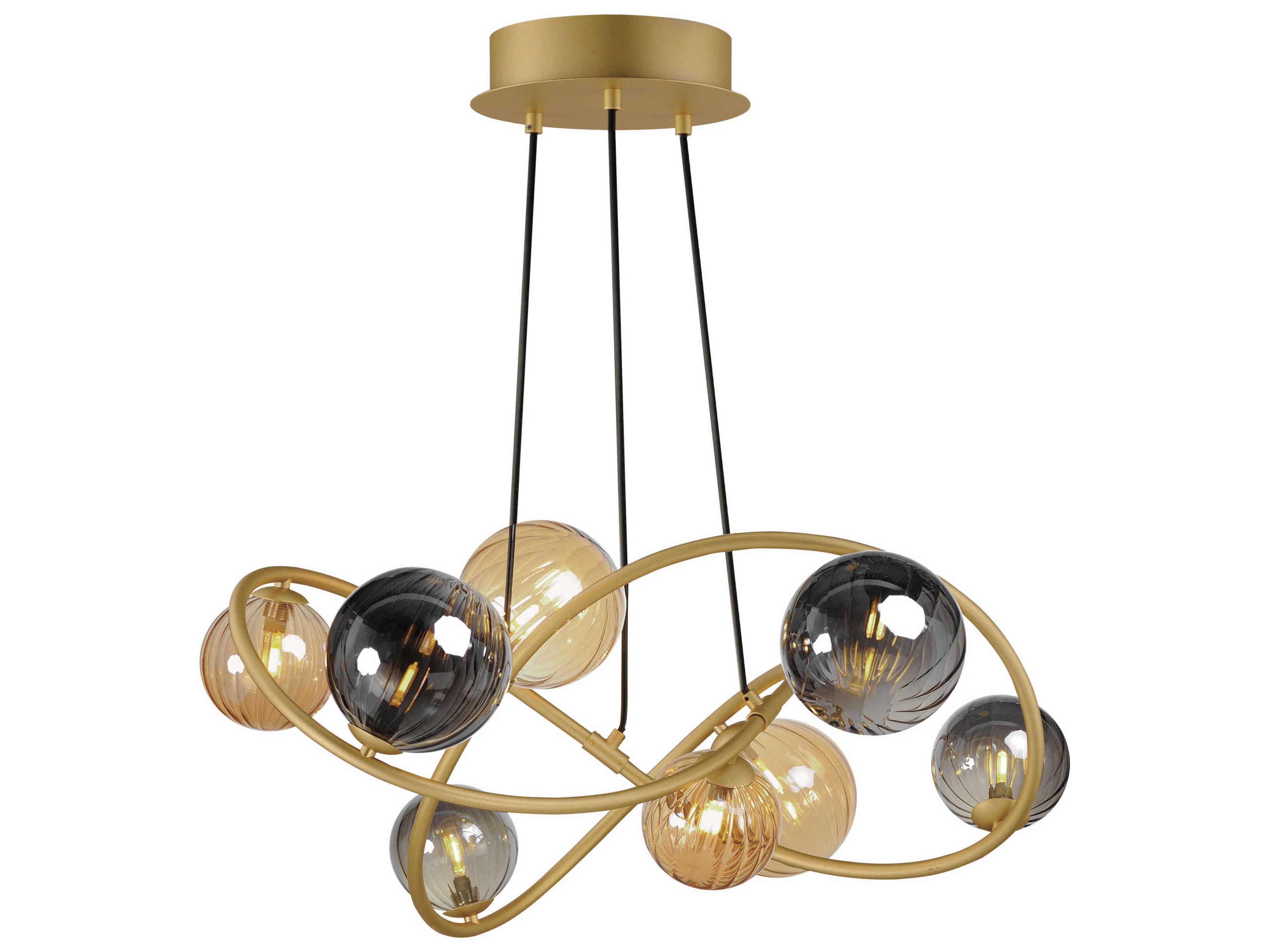 Planetary 8-Light Gold Globe Chandelier