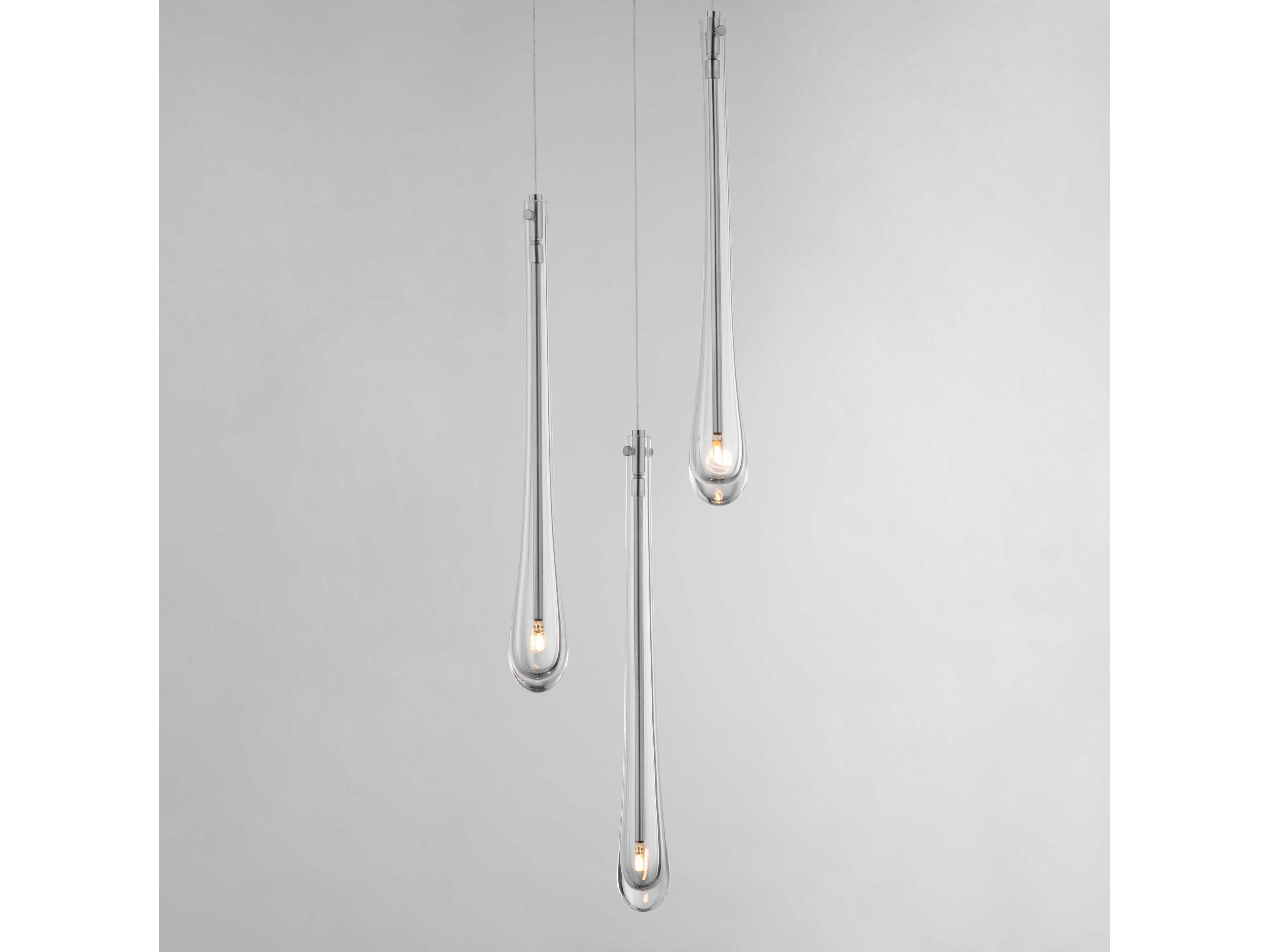 ET2 Stillo 3-Light Satin Nickel Crystal Glass Mini Pendant