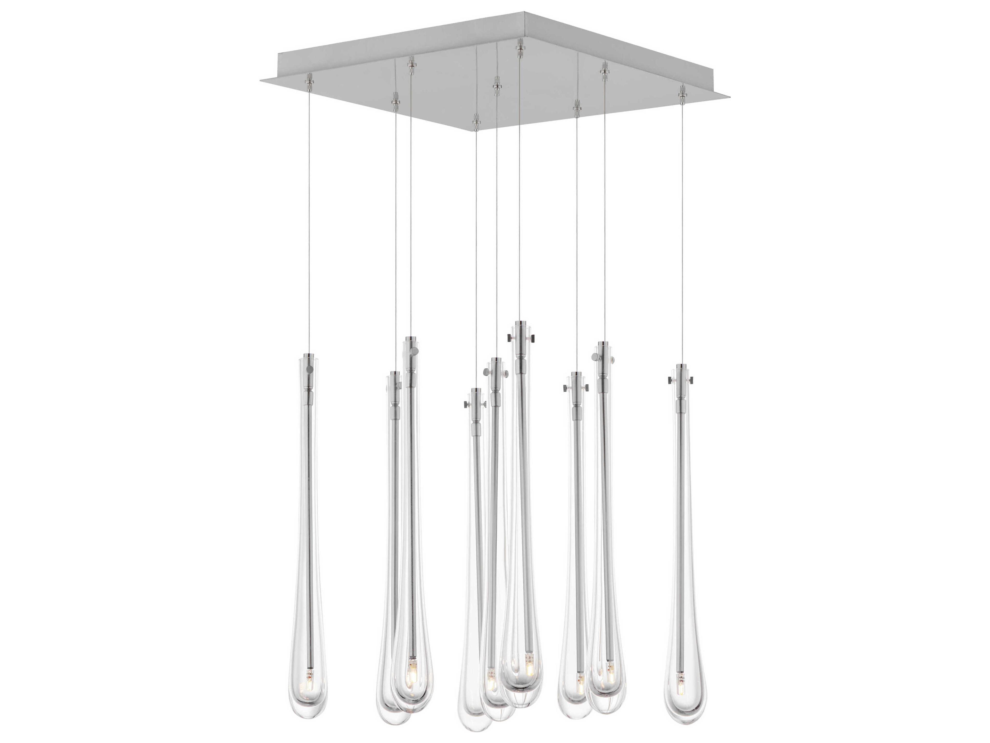 Stillo 9-Light Satin Nickel Crystal Glass Pendant