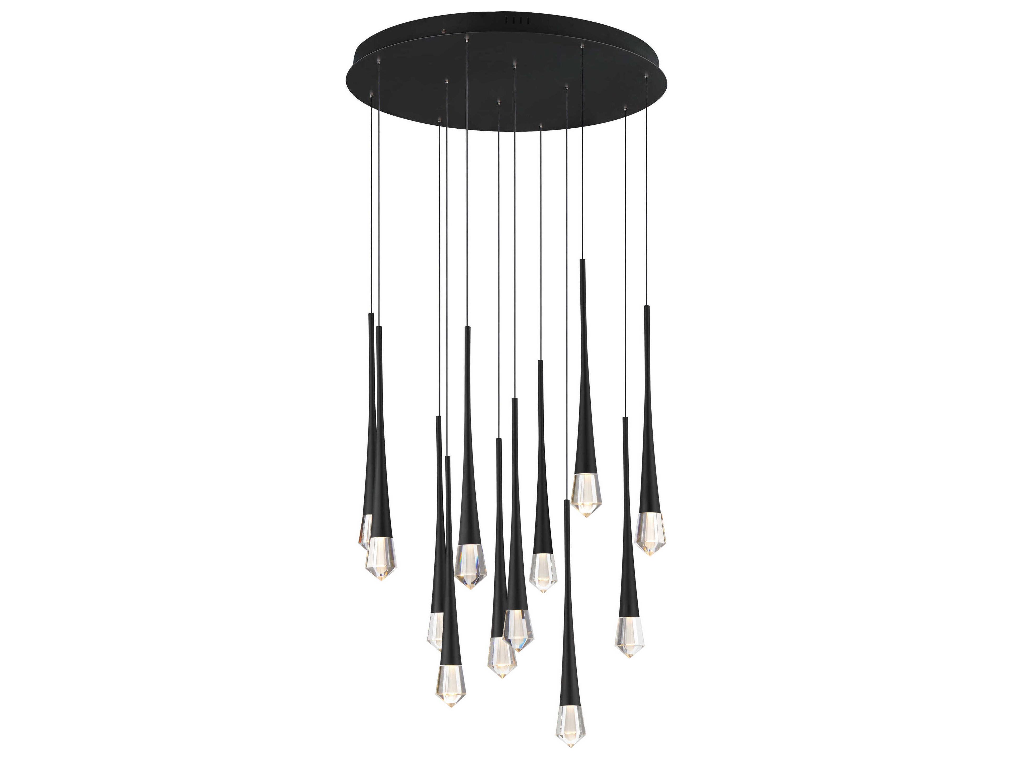 Pierce 12-Light Black Crystal LED Pendant
