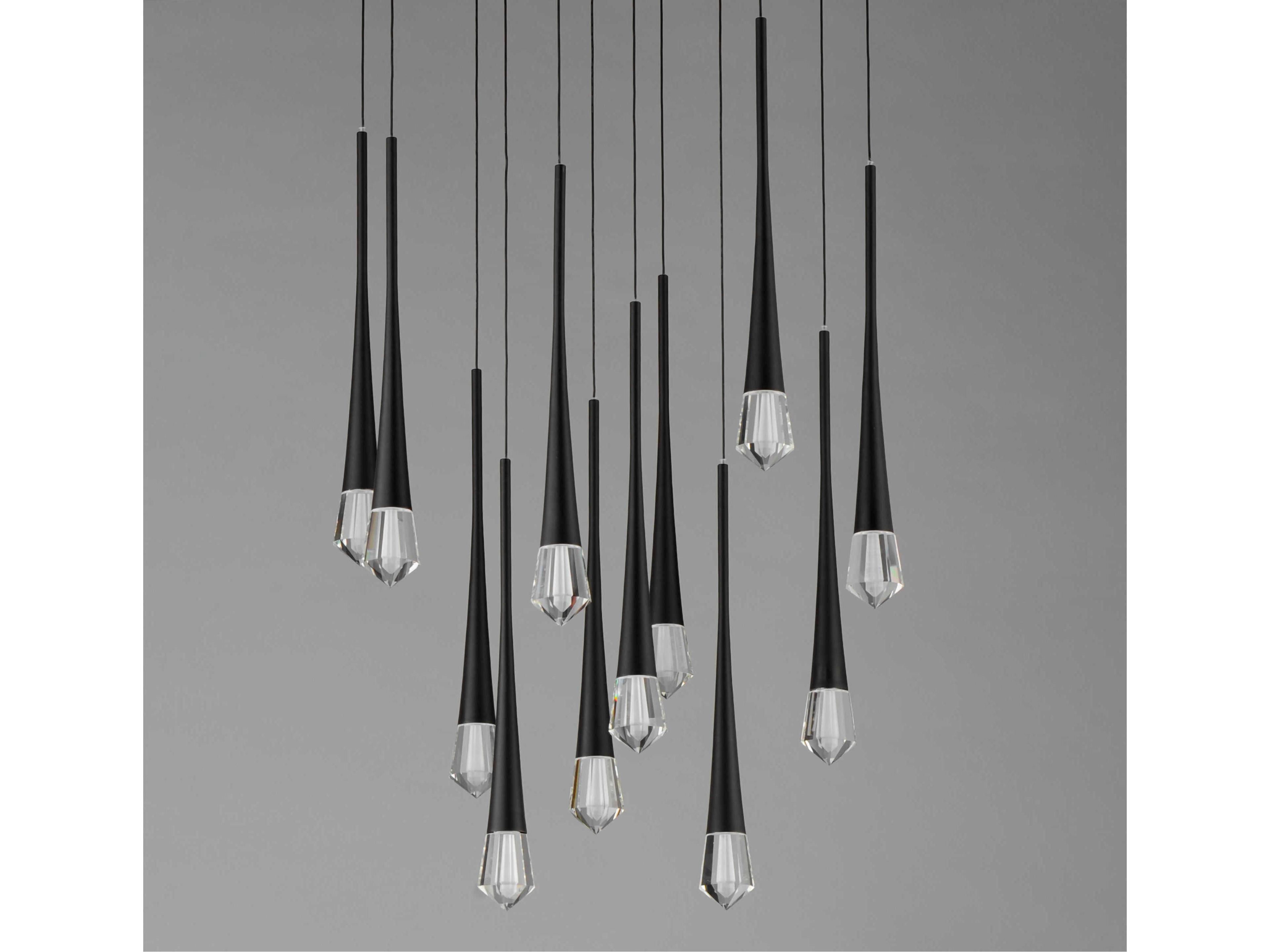 ET2 Pierce 12-Light Black Crystal LED Pendant