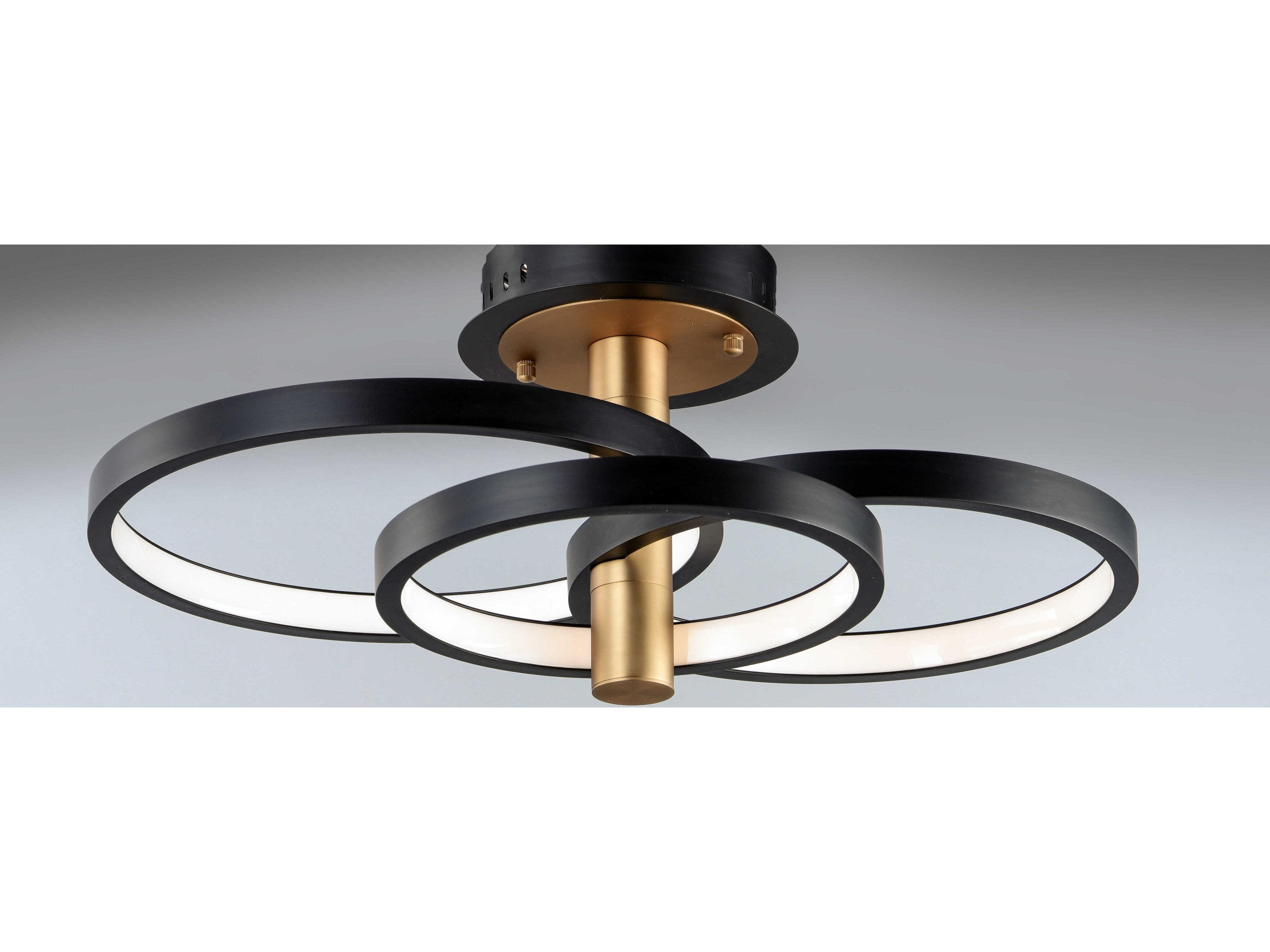 ET2 Hoopla 3-Light Black Gold LED Round Tiered Semi Flush Mount