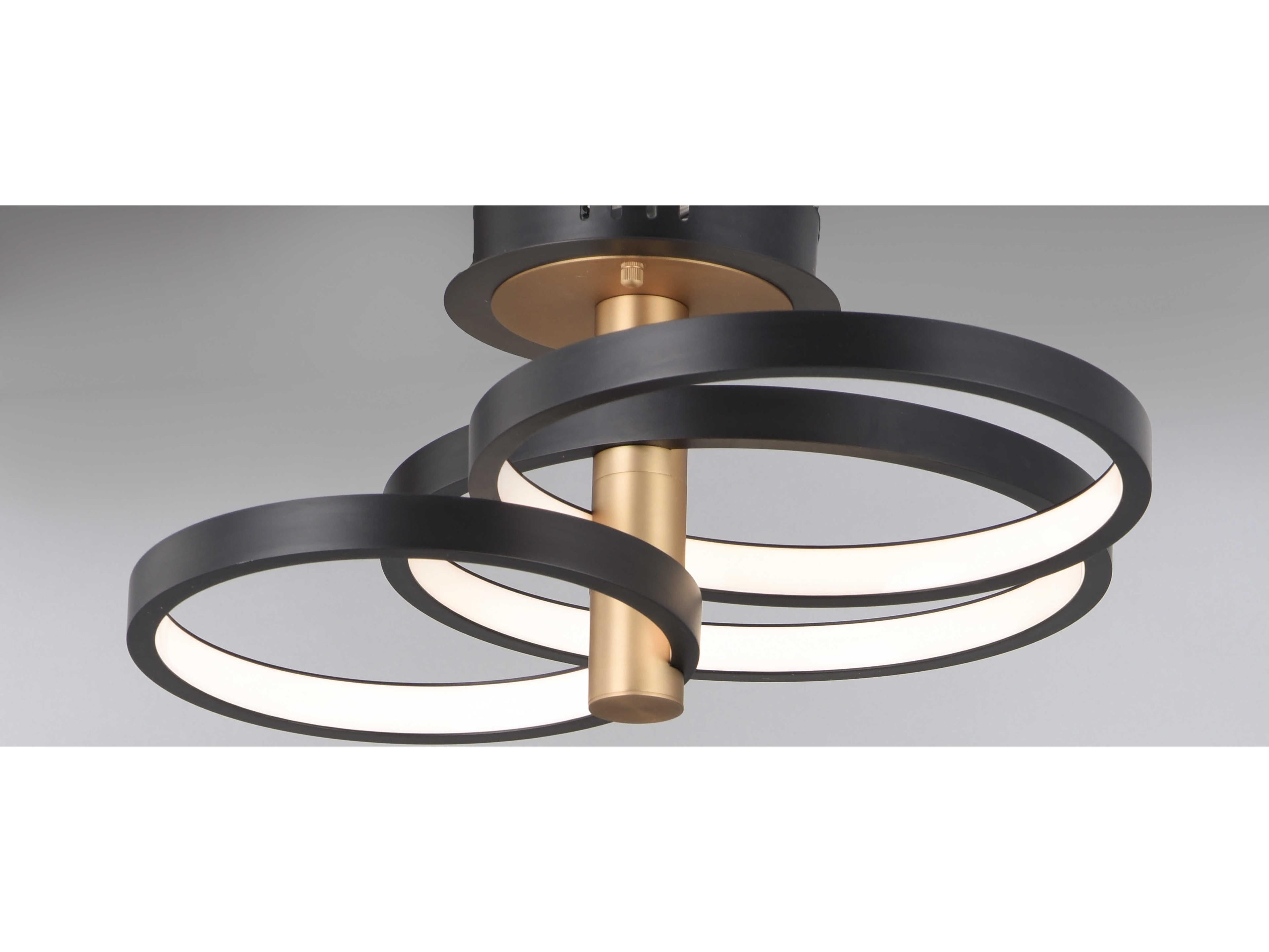 ET2 Hoopla 3-Light Black Gold LED Round Tiered Semi Flush Mount