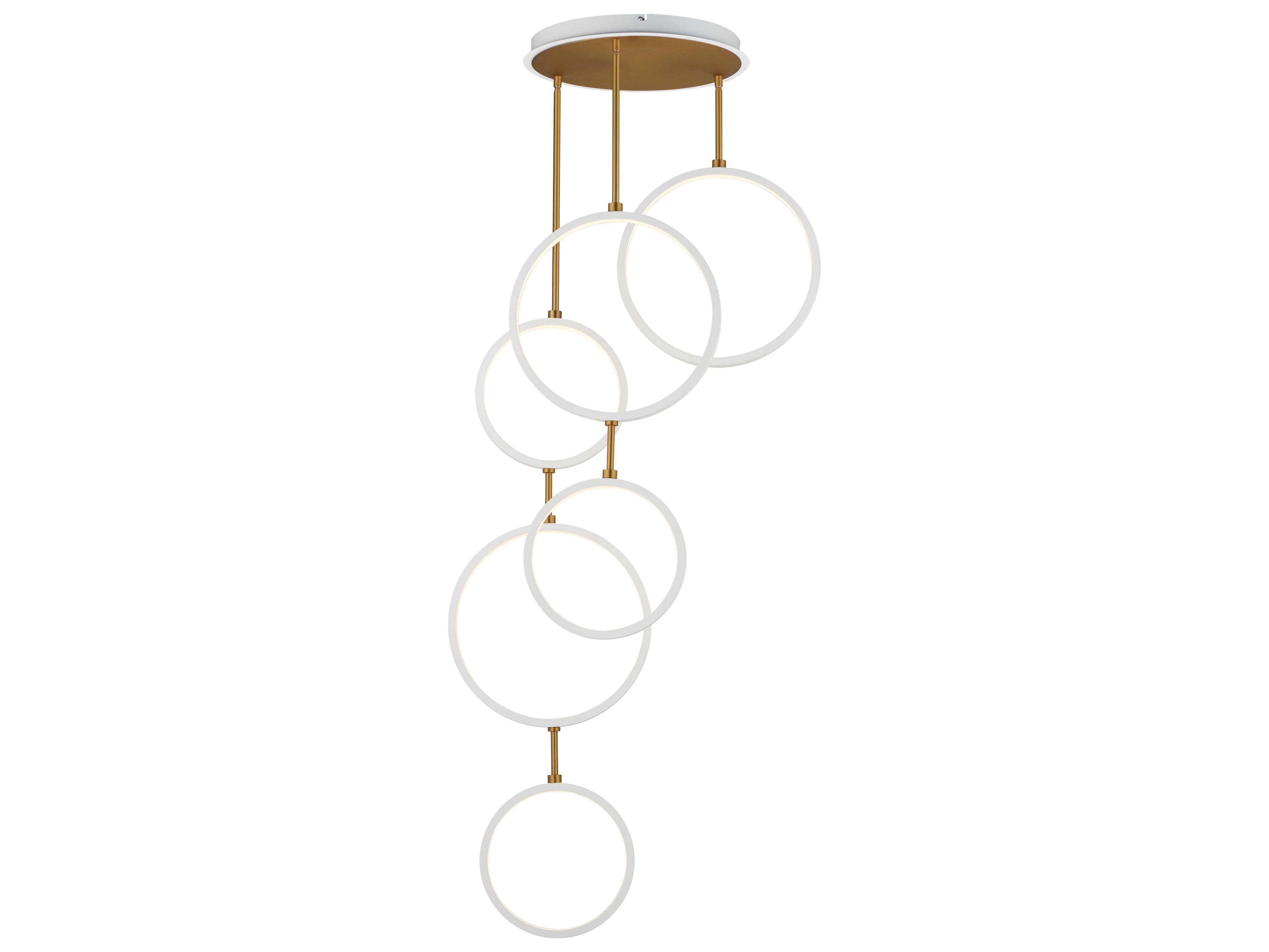 Hoopla 6-Light White Gold Geometric Round Pendant