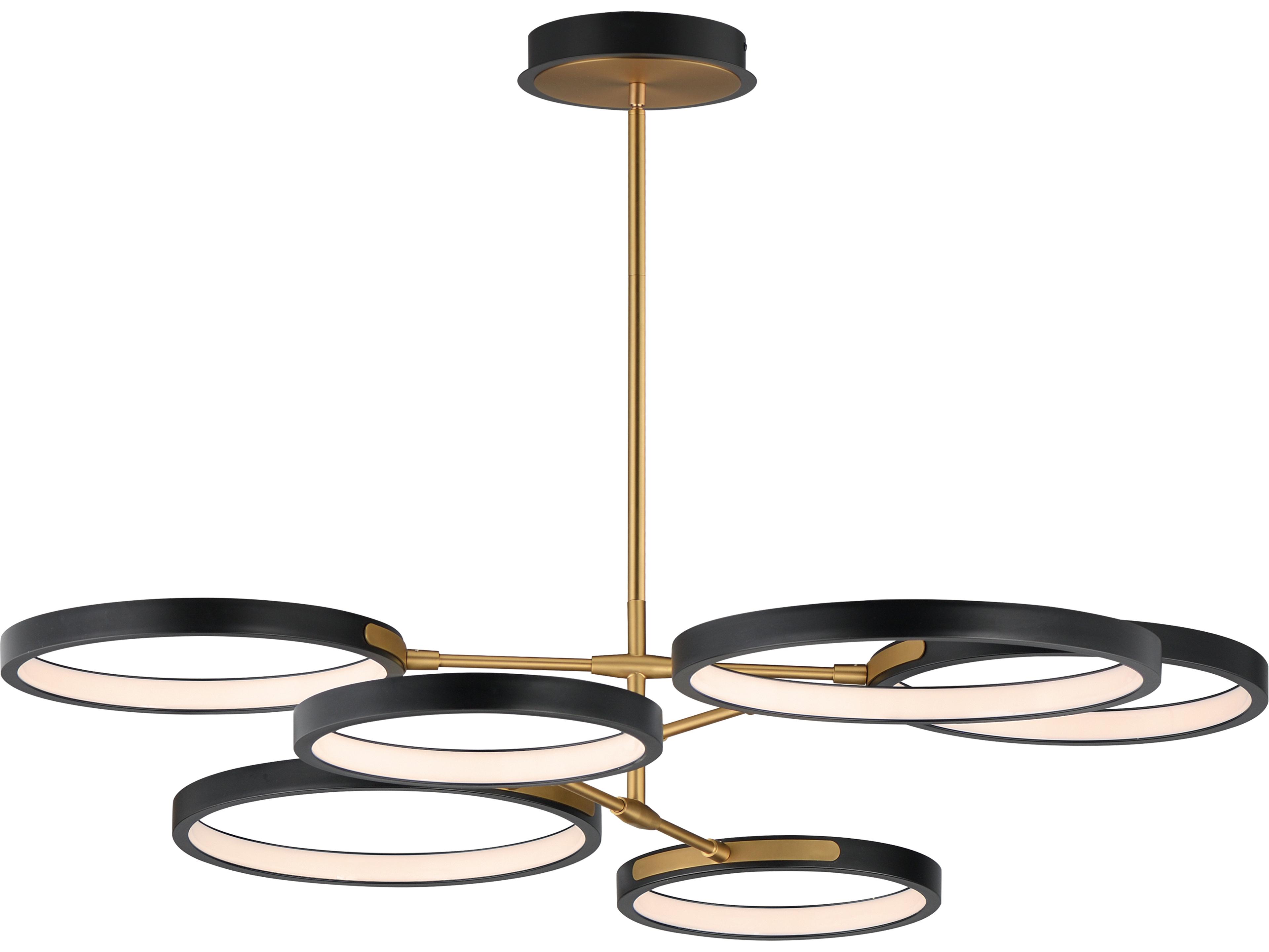 Hoopla 6-Light Black Gold Geometric Round Pendant