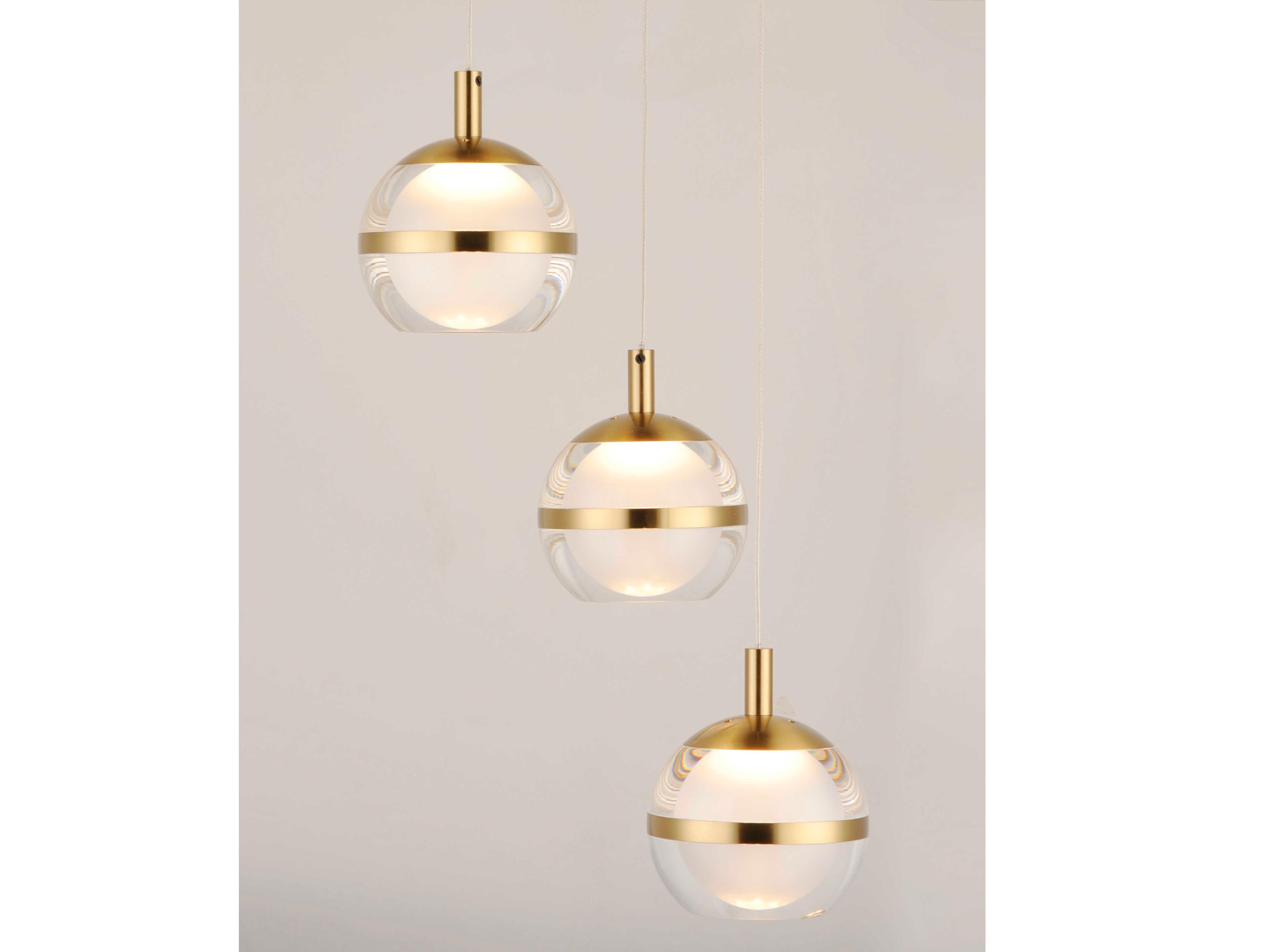 ET2 Swank 3-Light Natural Aged Brass LED Globe Tiered Mini Pendant
