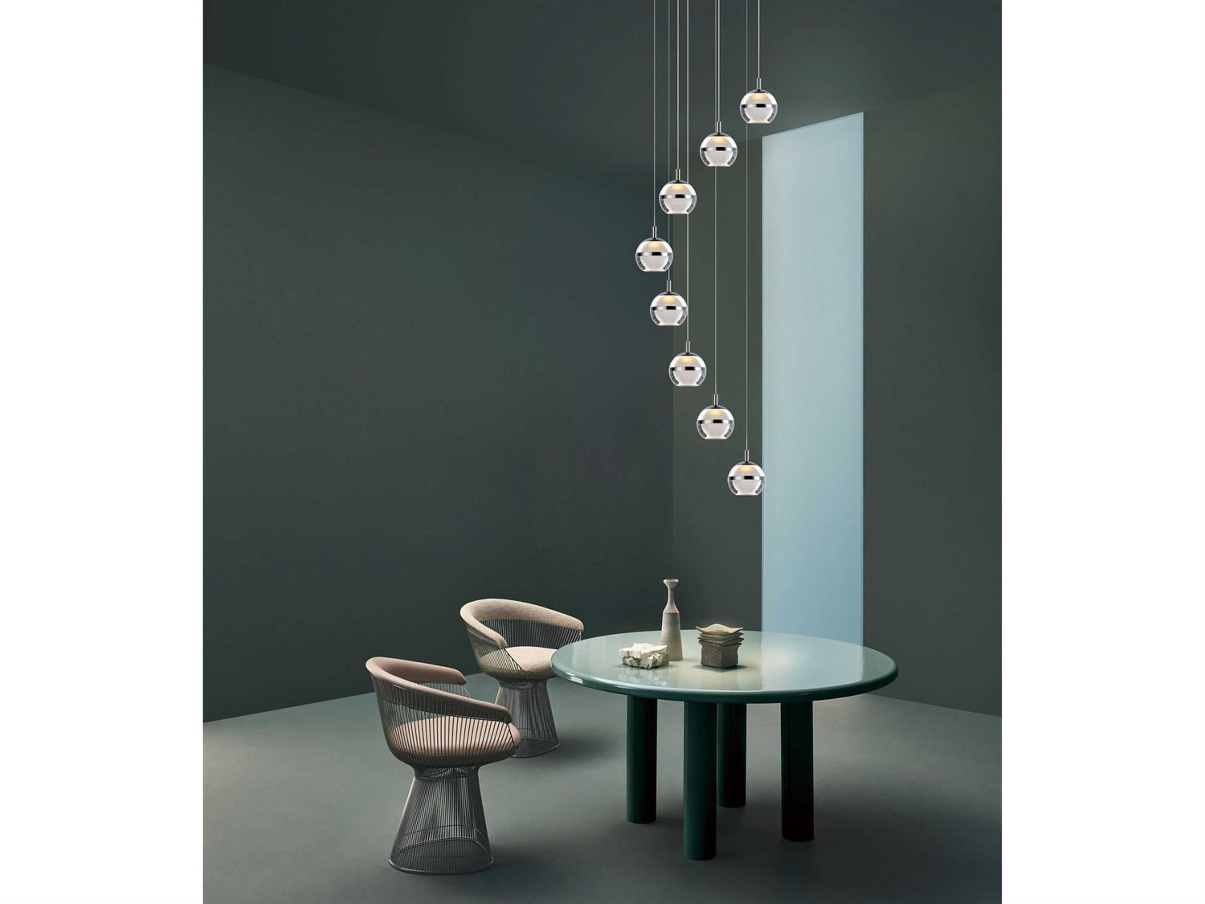 ET2 Swank 8-Light Polished Chrome LED Globe Tiered Pendant