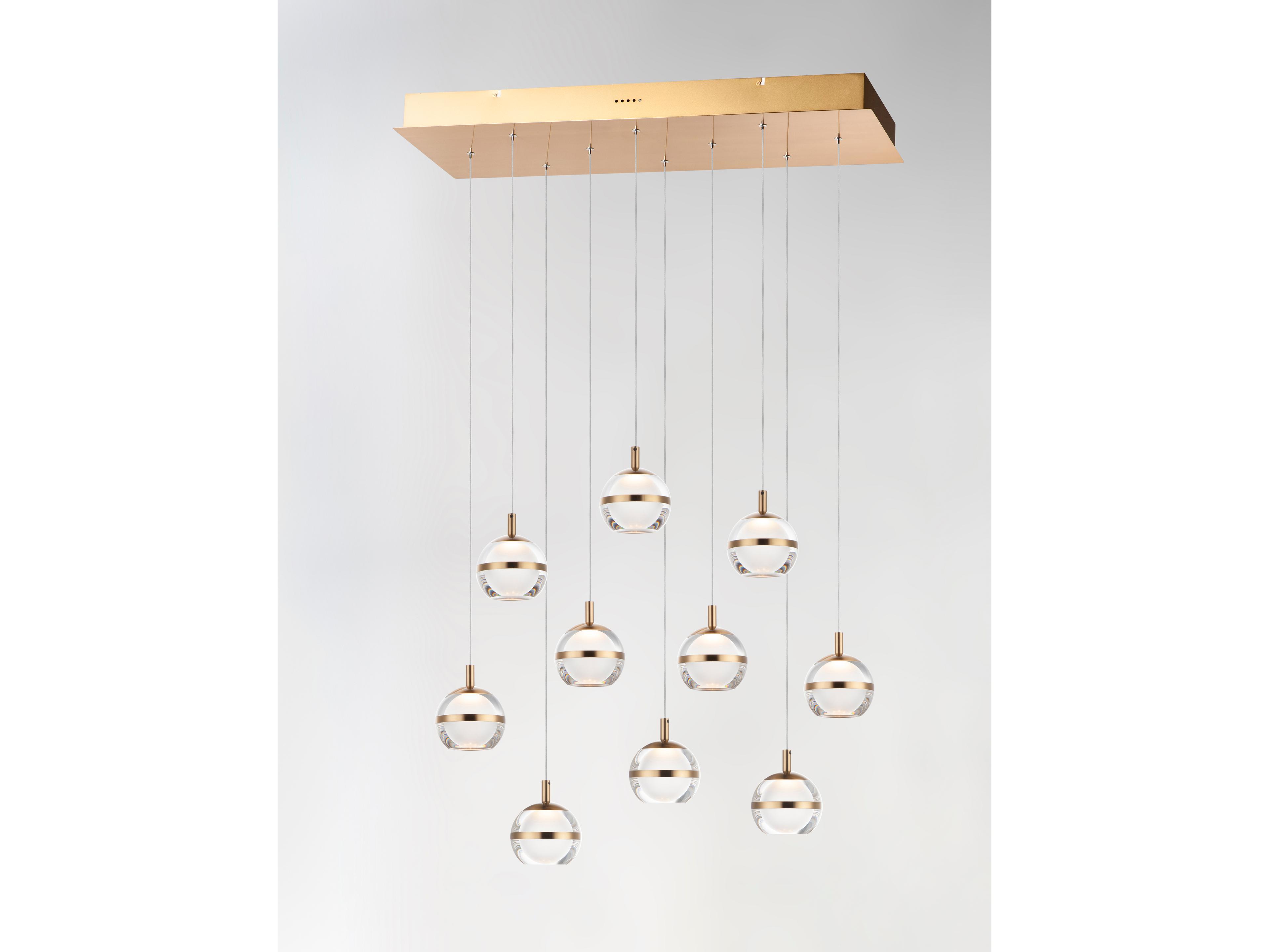 ET2 Swank 10-Light Natural Aged Brass LED Globe Linear Island Pendant
