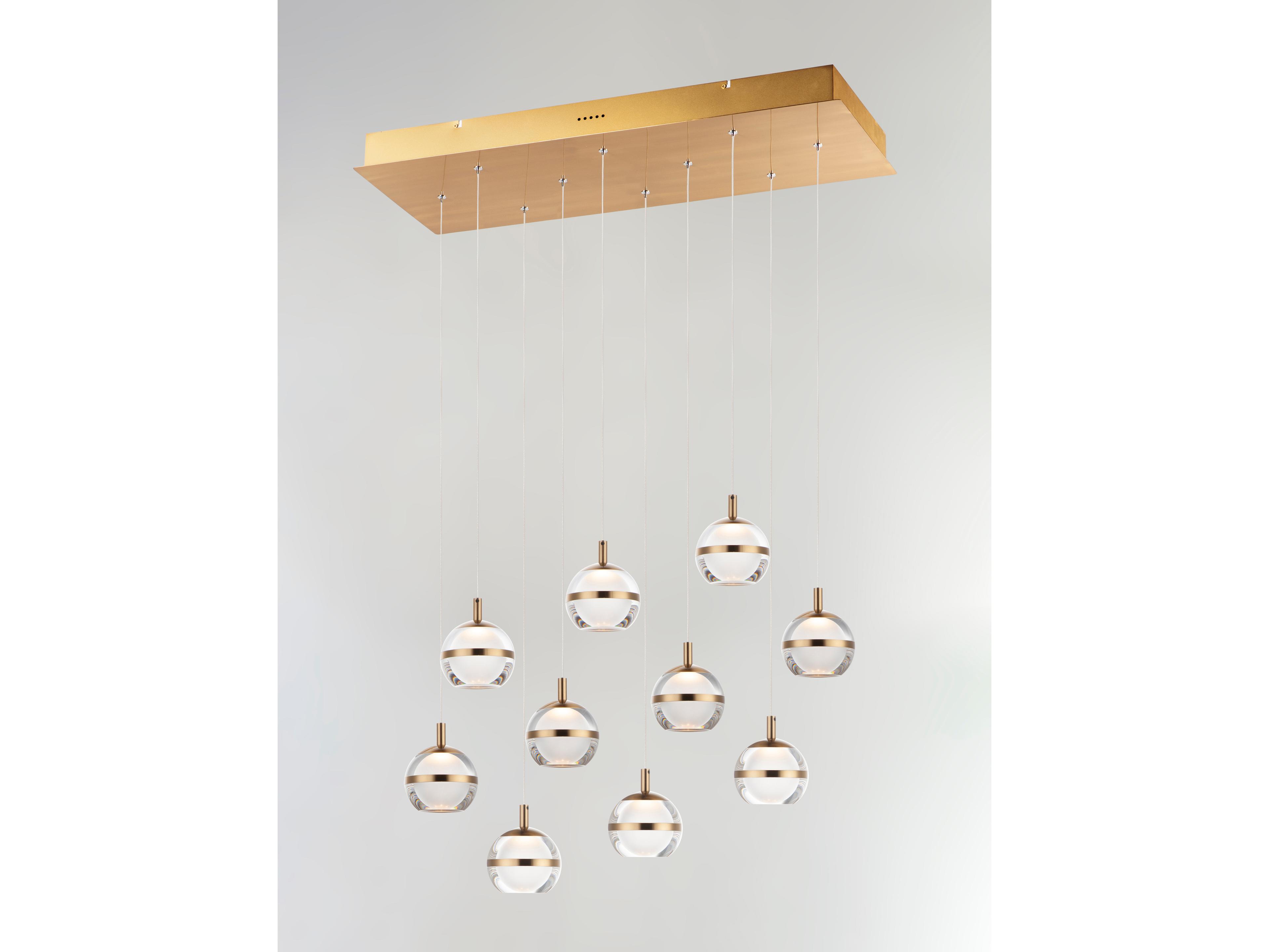 ET2 Swank 10-Light Natural Aged Brass LED Globe Linear Island Pendant