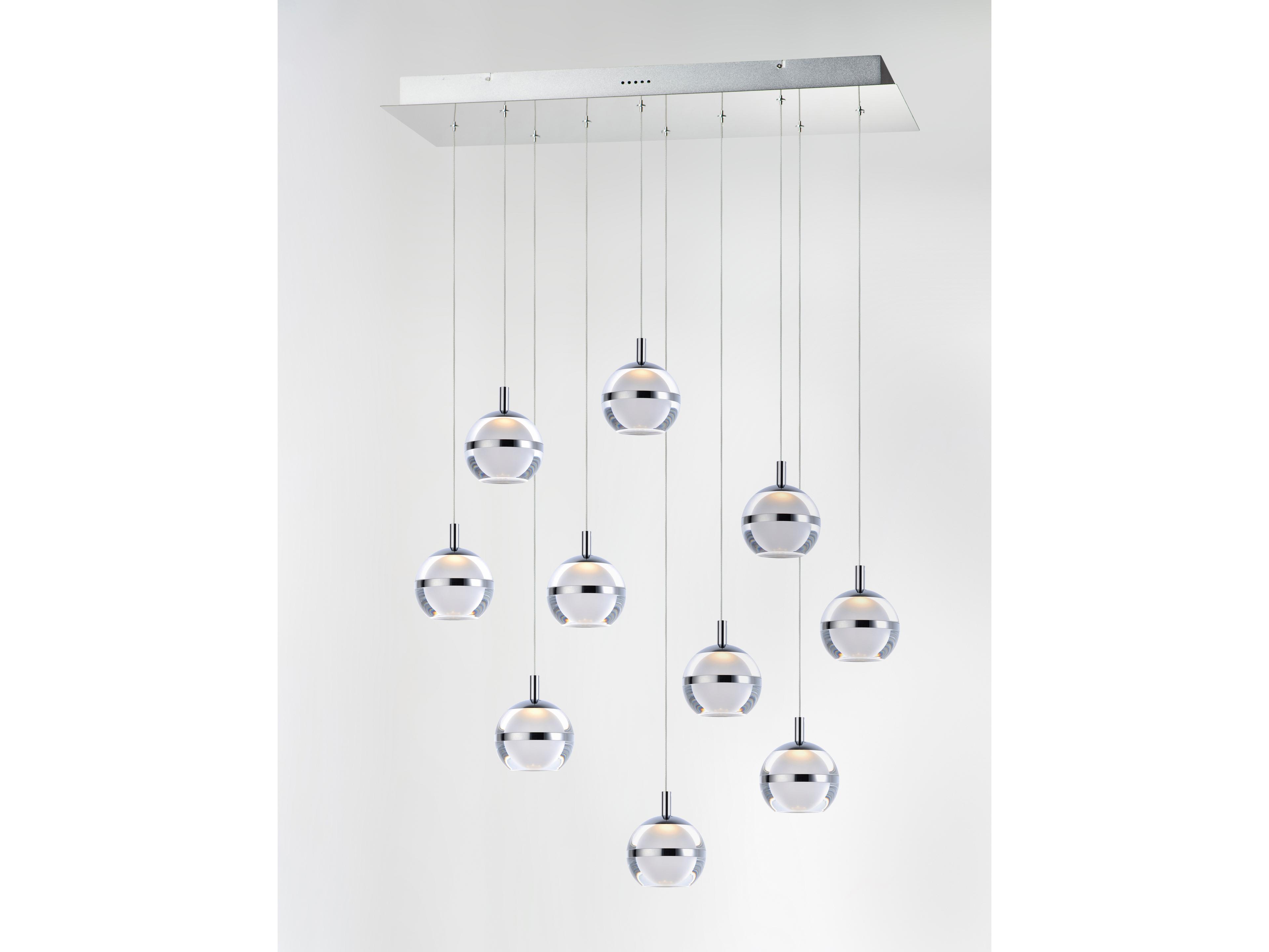 ET2 Swank 10-Light Polished Chrome LED Globe Linear Island Pendant