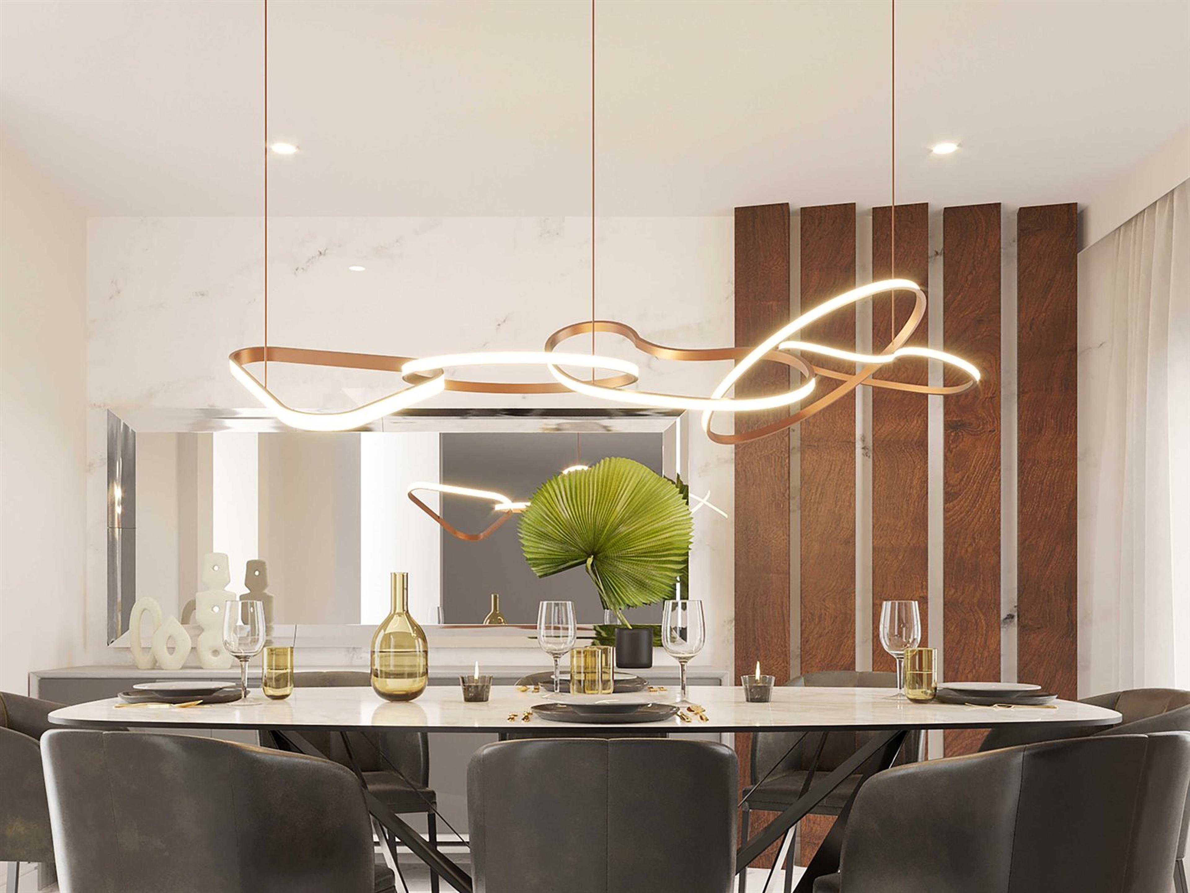 ET2 Unity 5-Light Brushed Champagne Gold LED Geometric Linear Island Pendant