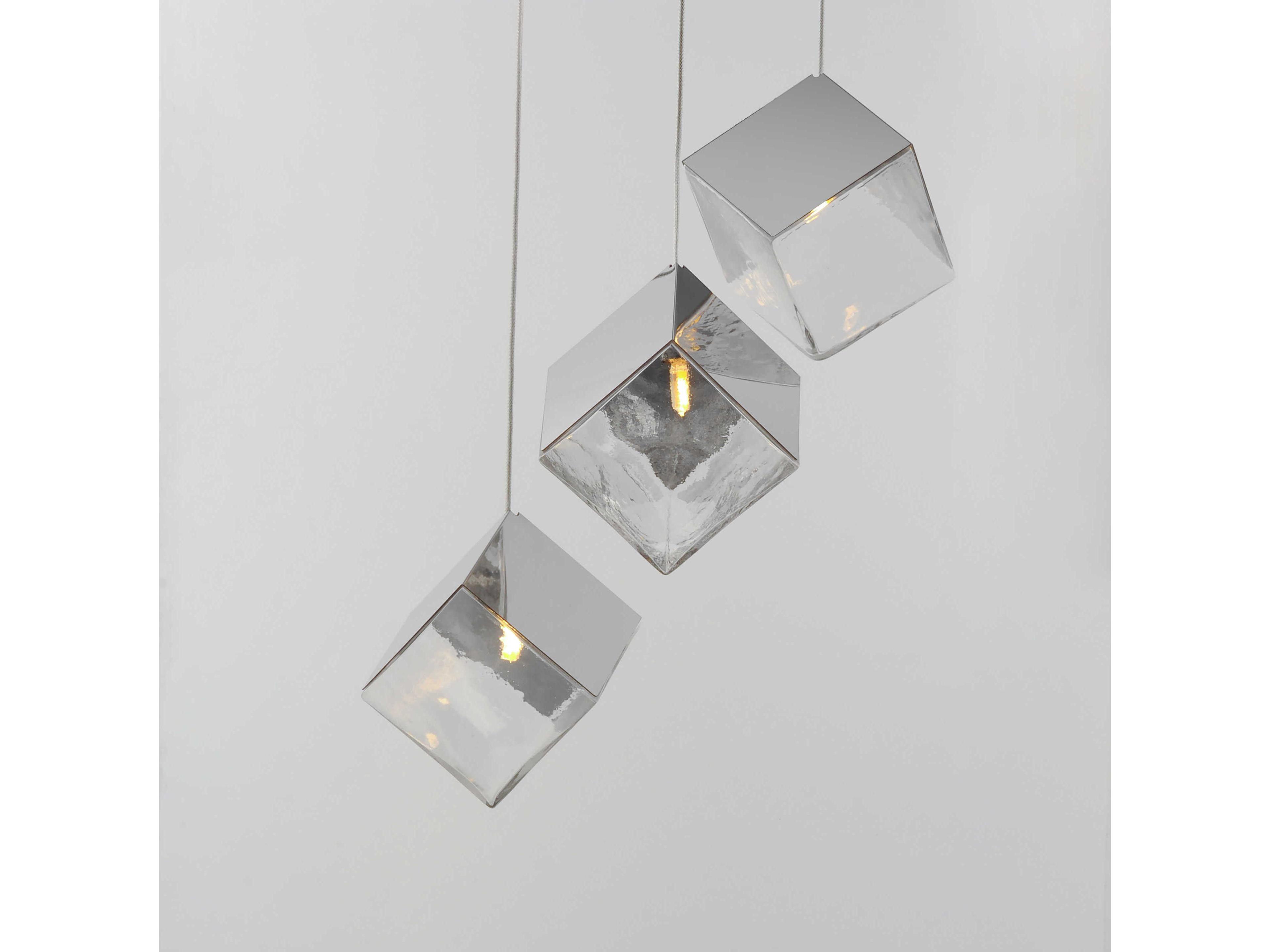 ET2 Ice Cube 3-Light Polished Chrome Geometric Pendant