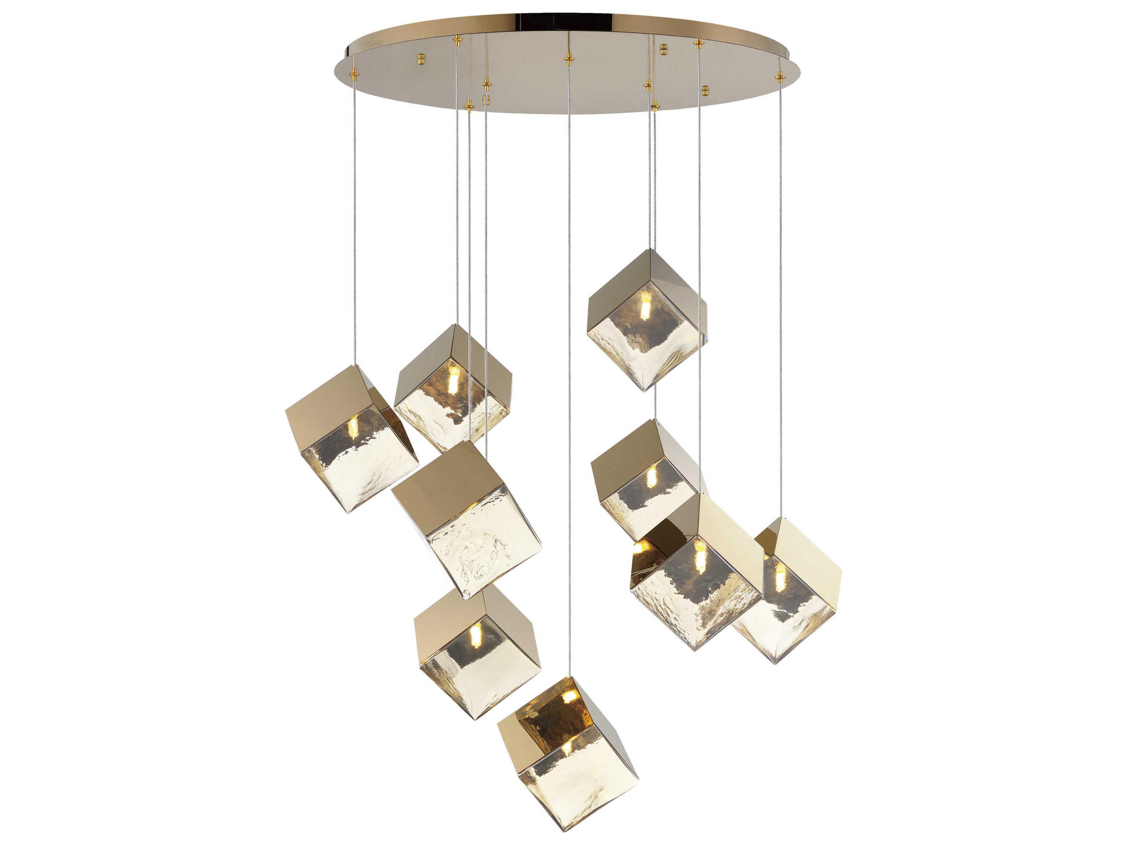 Ice Cube 9-Light French Gold Geometric Pendant