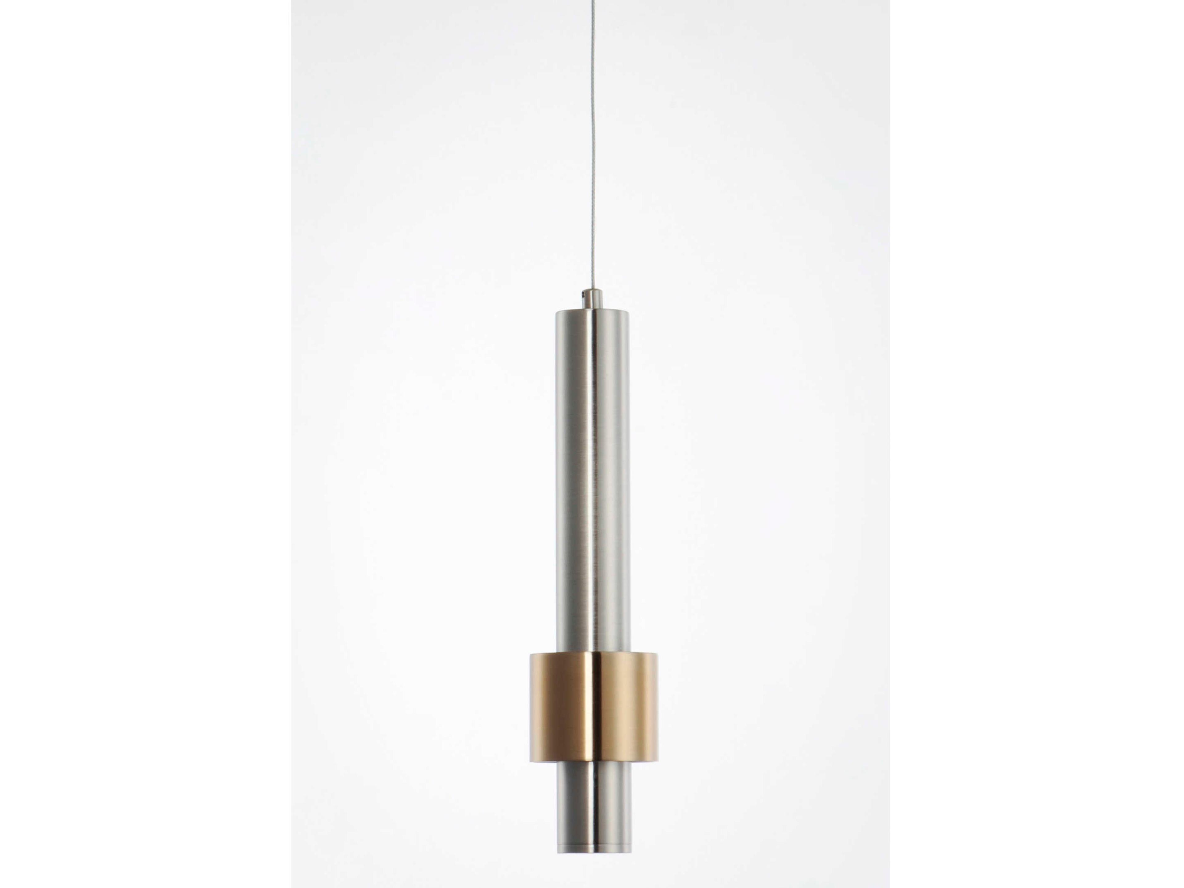 ET2 1-Light Satin Nickel Brass LED Cylinder Geometric Mini Pendant
