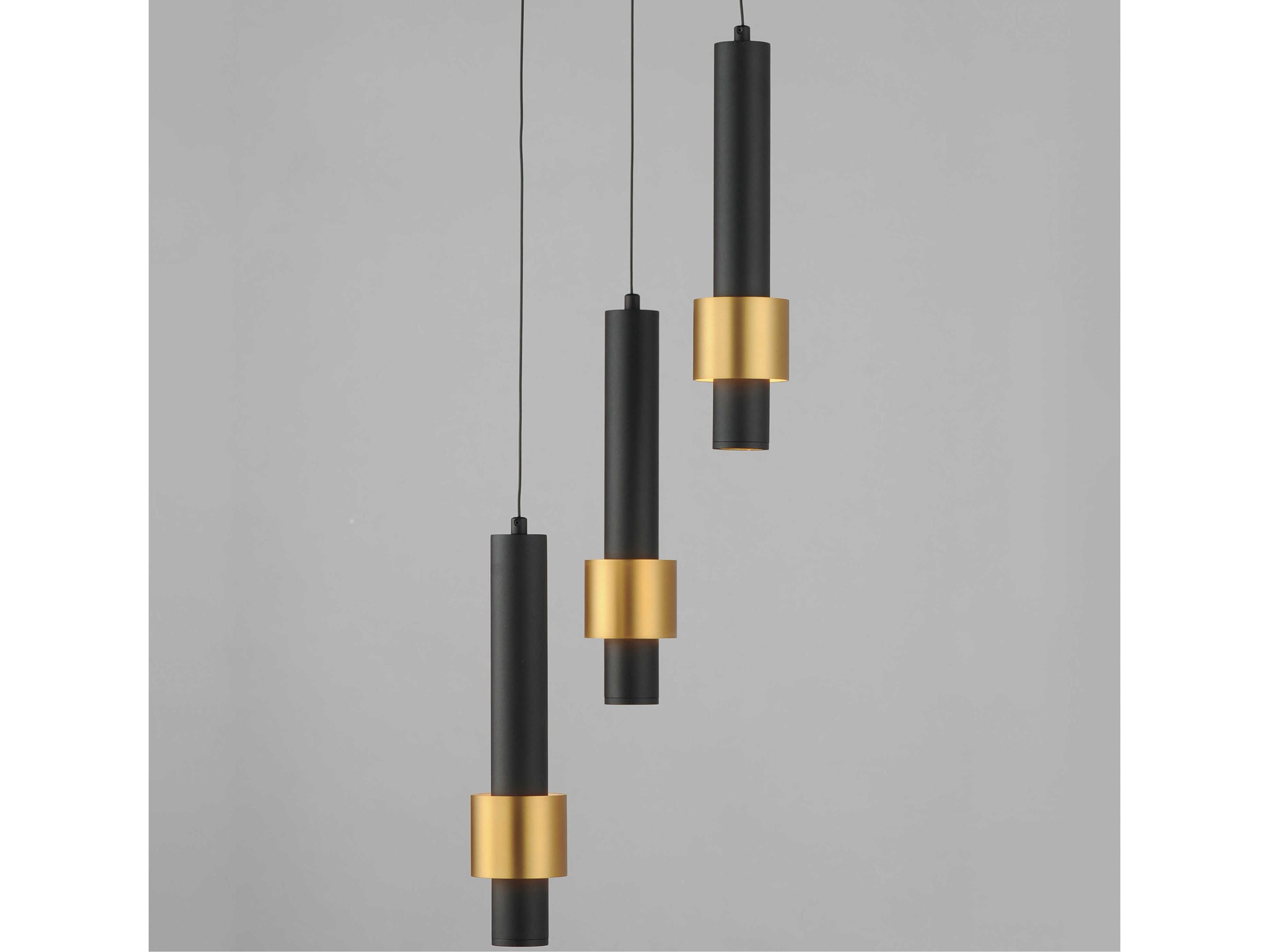 ET2 Reveal 3-Light Black Gold Cylinder Mini Pendant