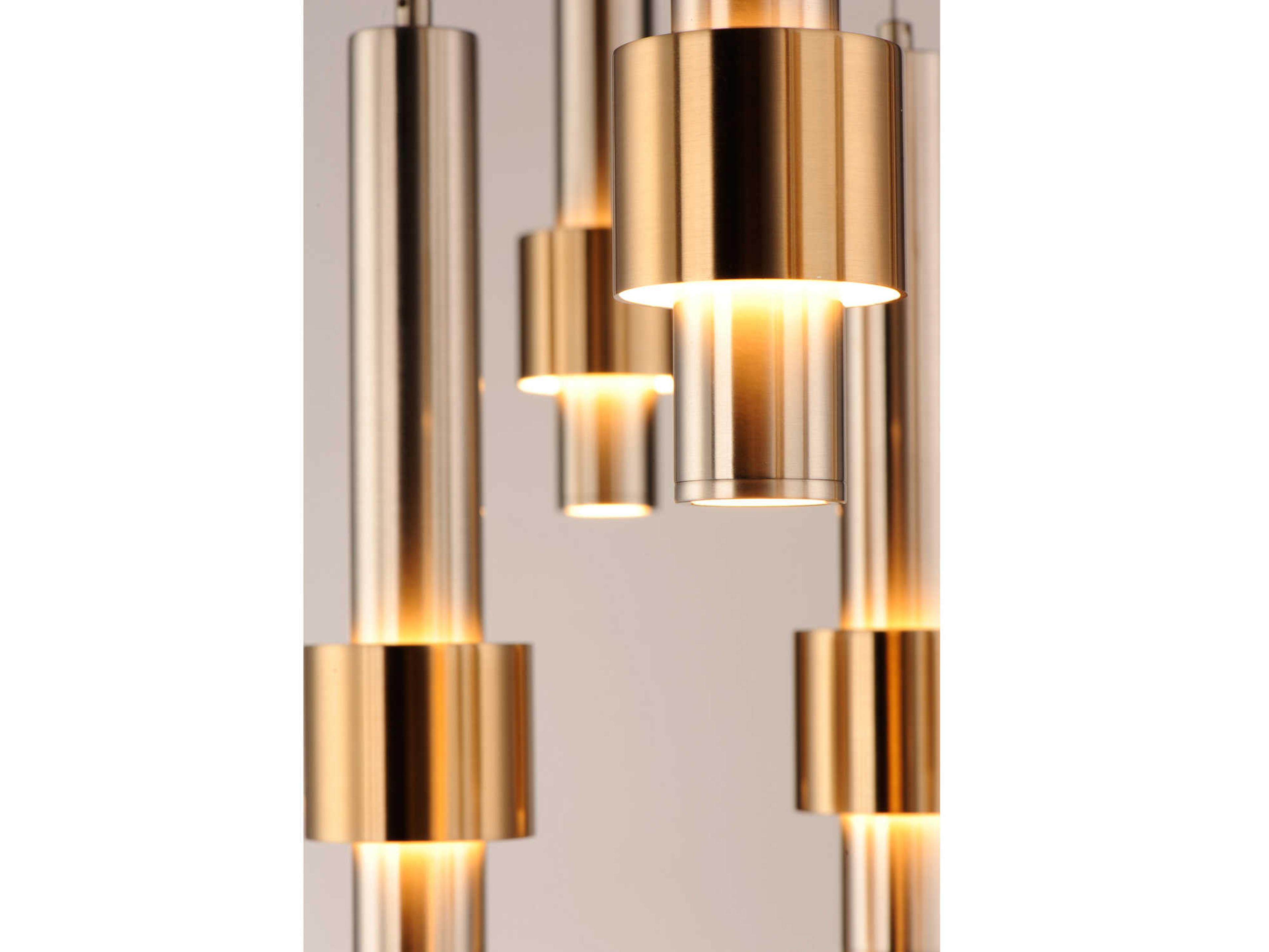 ET2 Reveal 7-Light Satin Nickel Brass LED Cylinder Geometric Pendant
