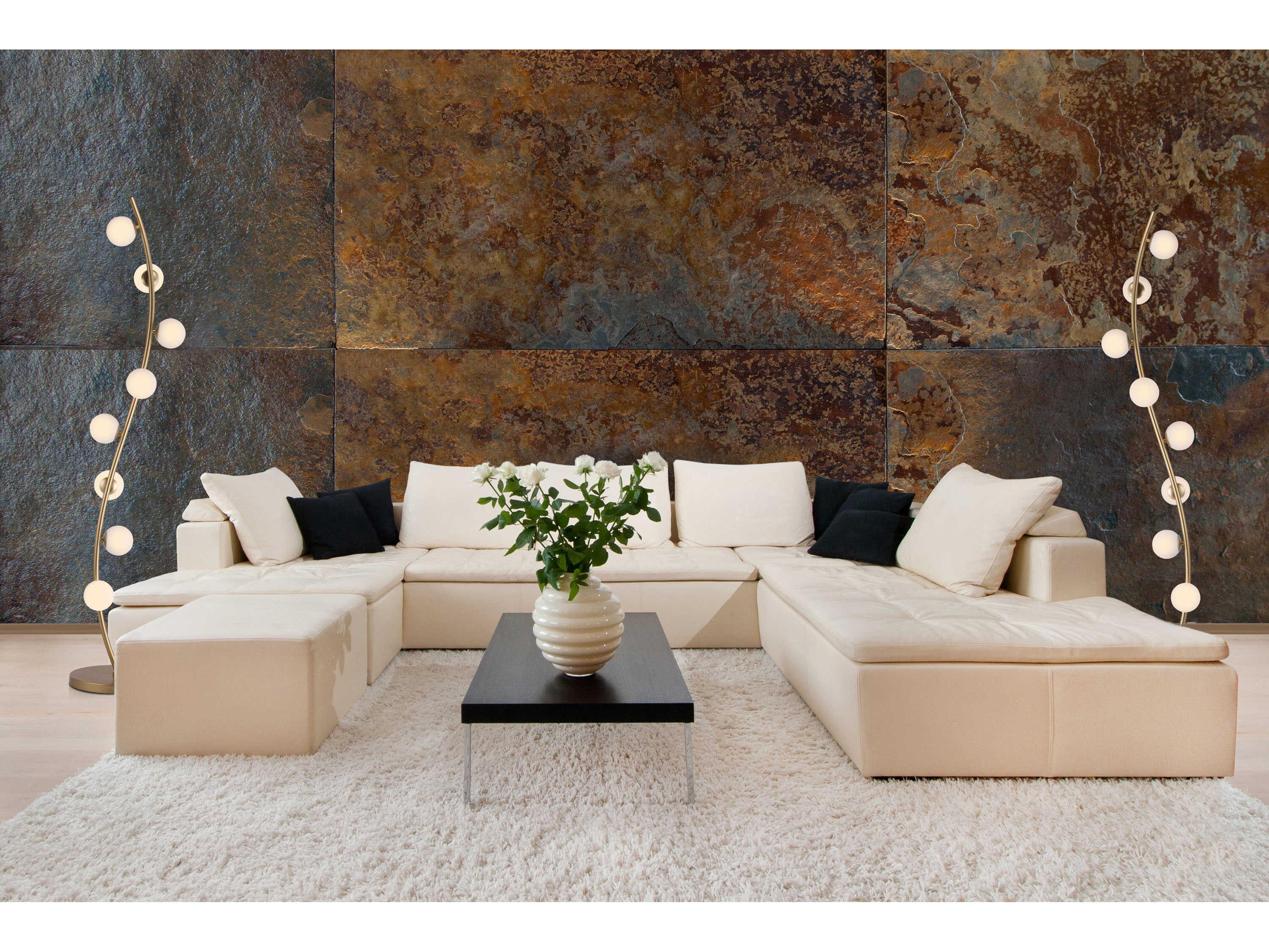 ET2 Rover LED Metallic Gold Glass Floor Lamp