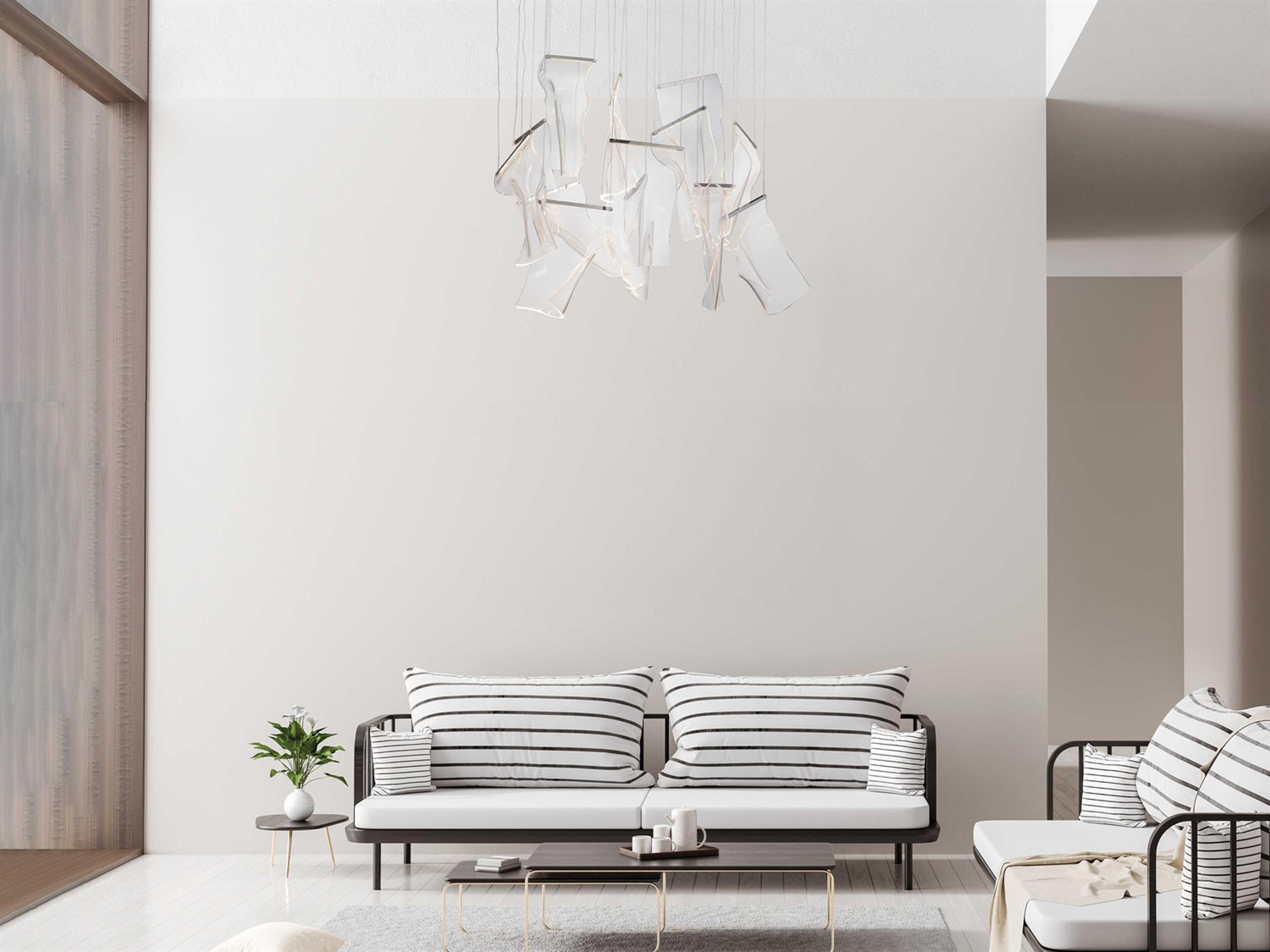 ET2 Rinkle 14-Light Polished Chrome Clear LED Tiered Pendant