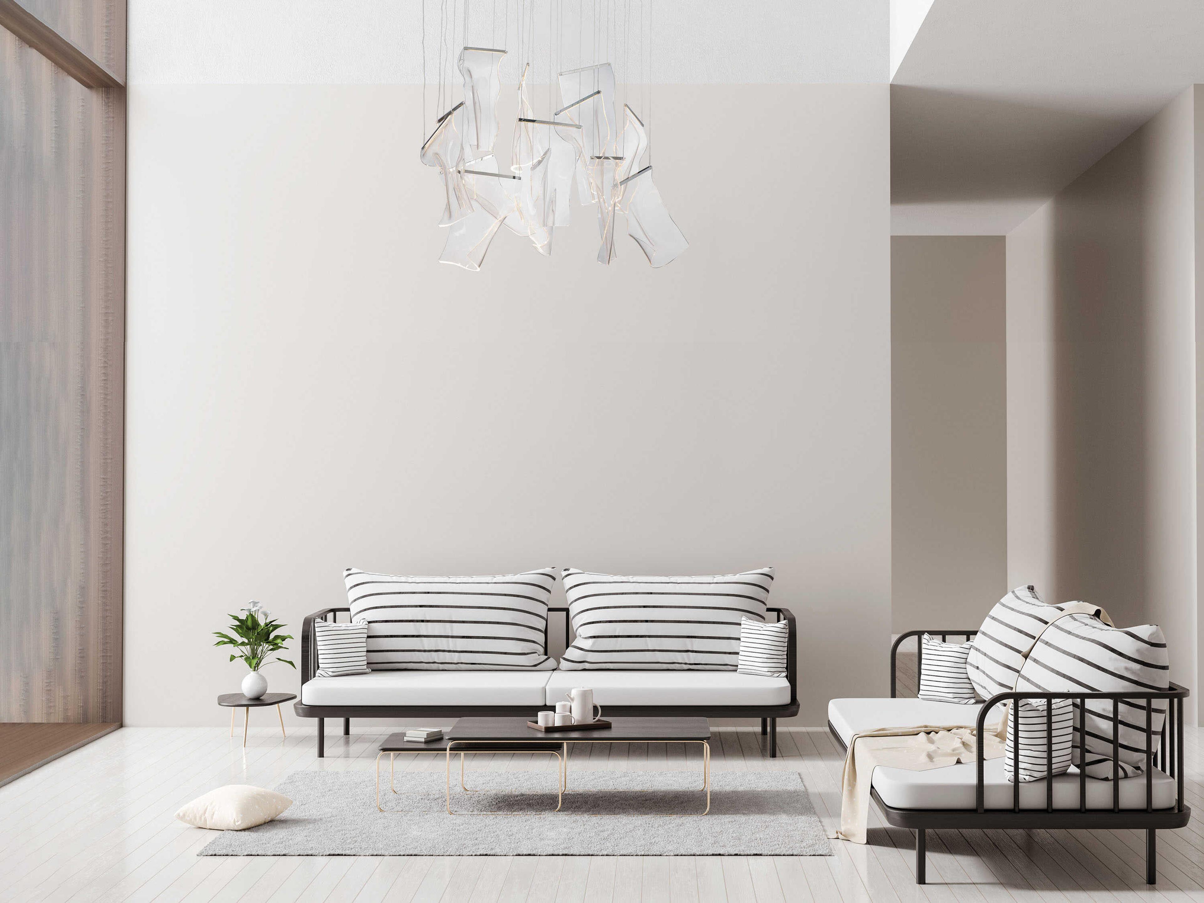 ET2 Rinkle 14-Light Polished Chrome Clear LED Tiered Pendant